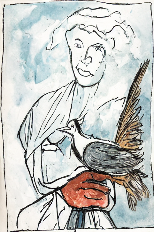 "Woman with a bird"