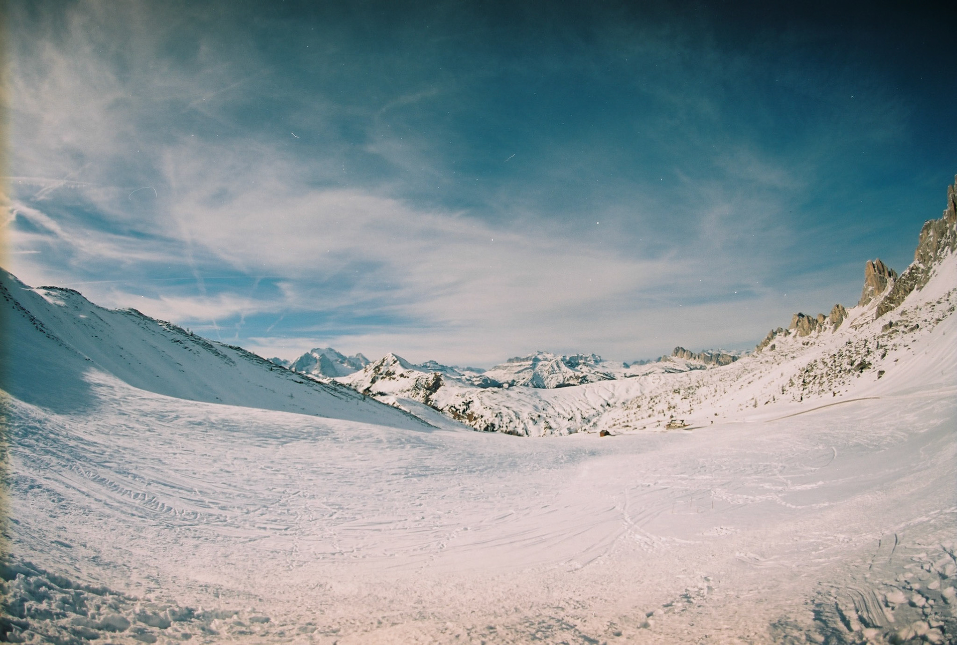 Analogue shot from the famous Giau Pass in the Dolomites.