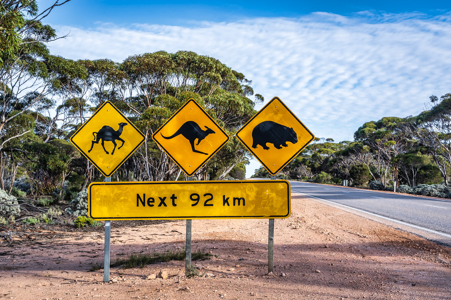 Outback Road Sign on the Highway Accross the Nullarbor Plain.