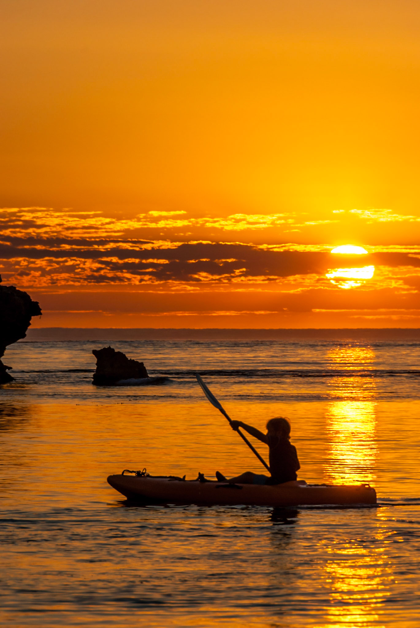 A georgeous evening  canoing on the water at Elliston in South Australia.
