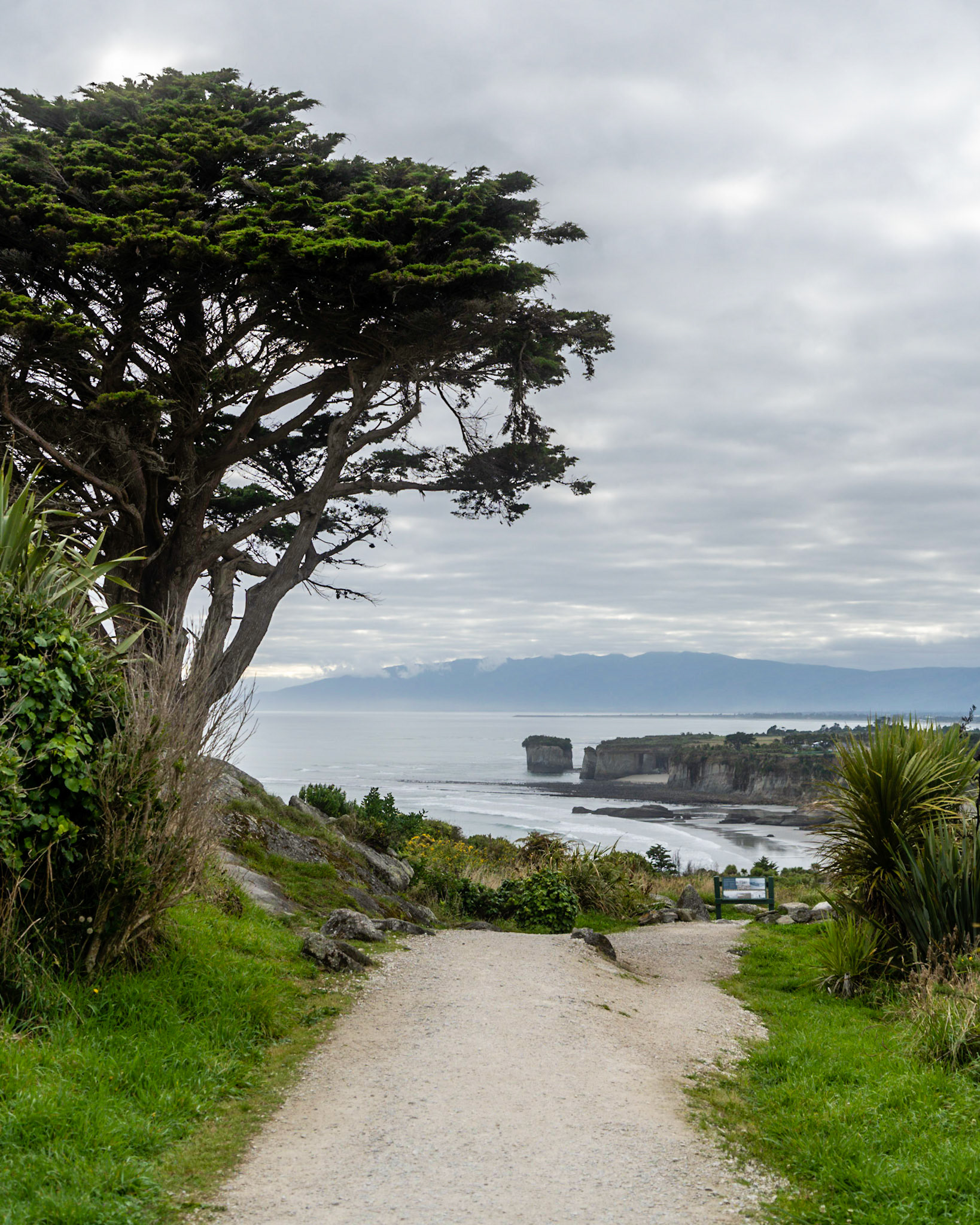 View of cliffs at Cape Foulwind in New Zealand's South Island.