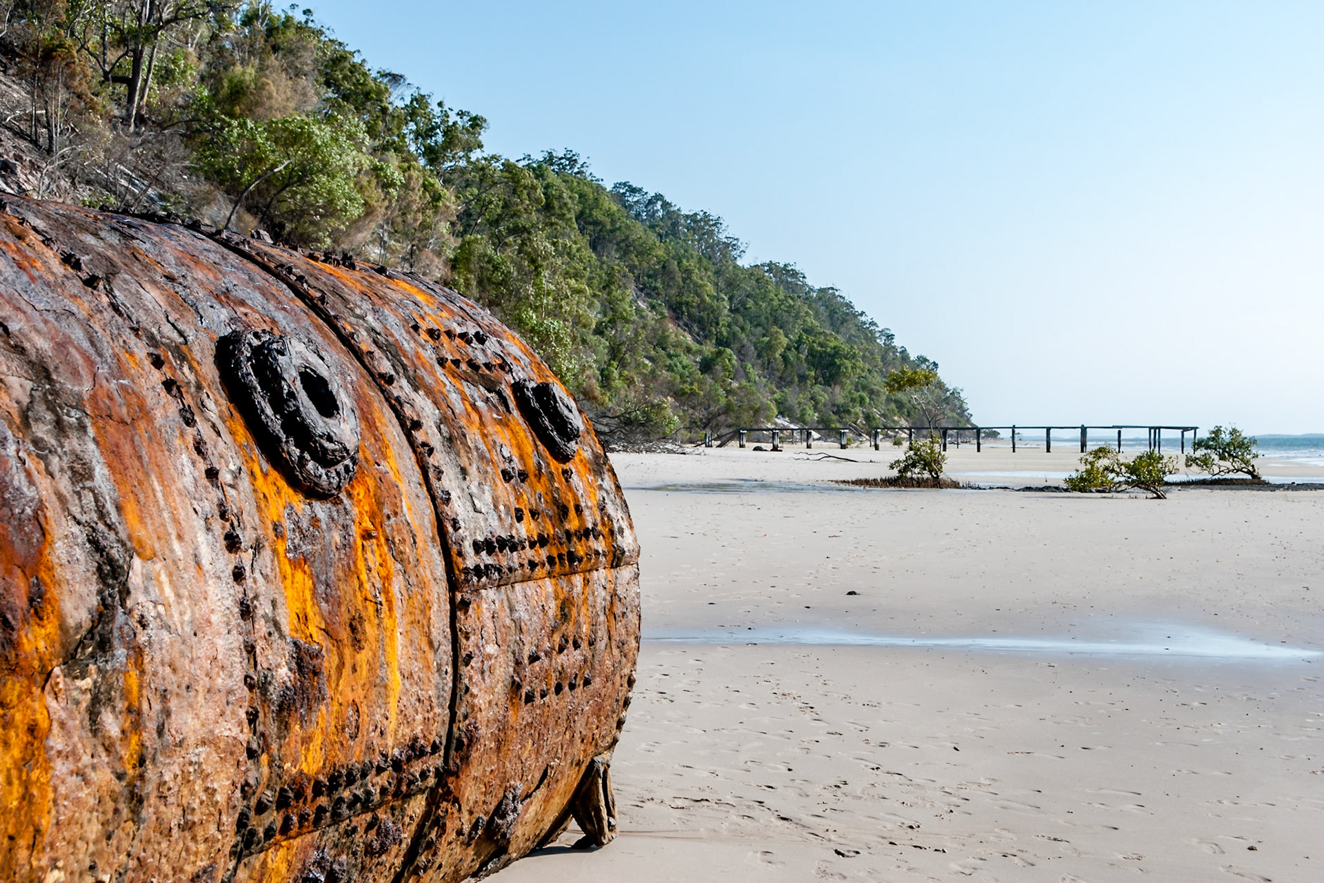 The old boiler is near McKenzie's Jetty on the western side of Fraser Island. A remnant form logging days.