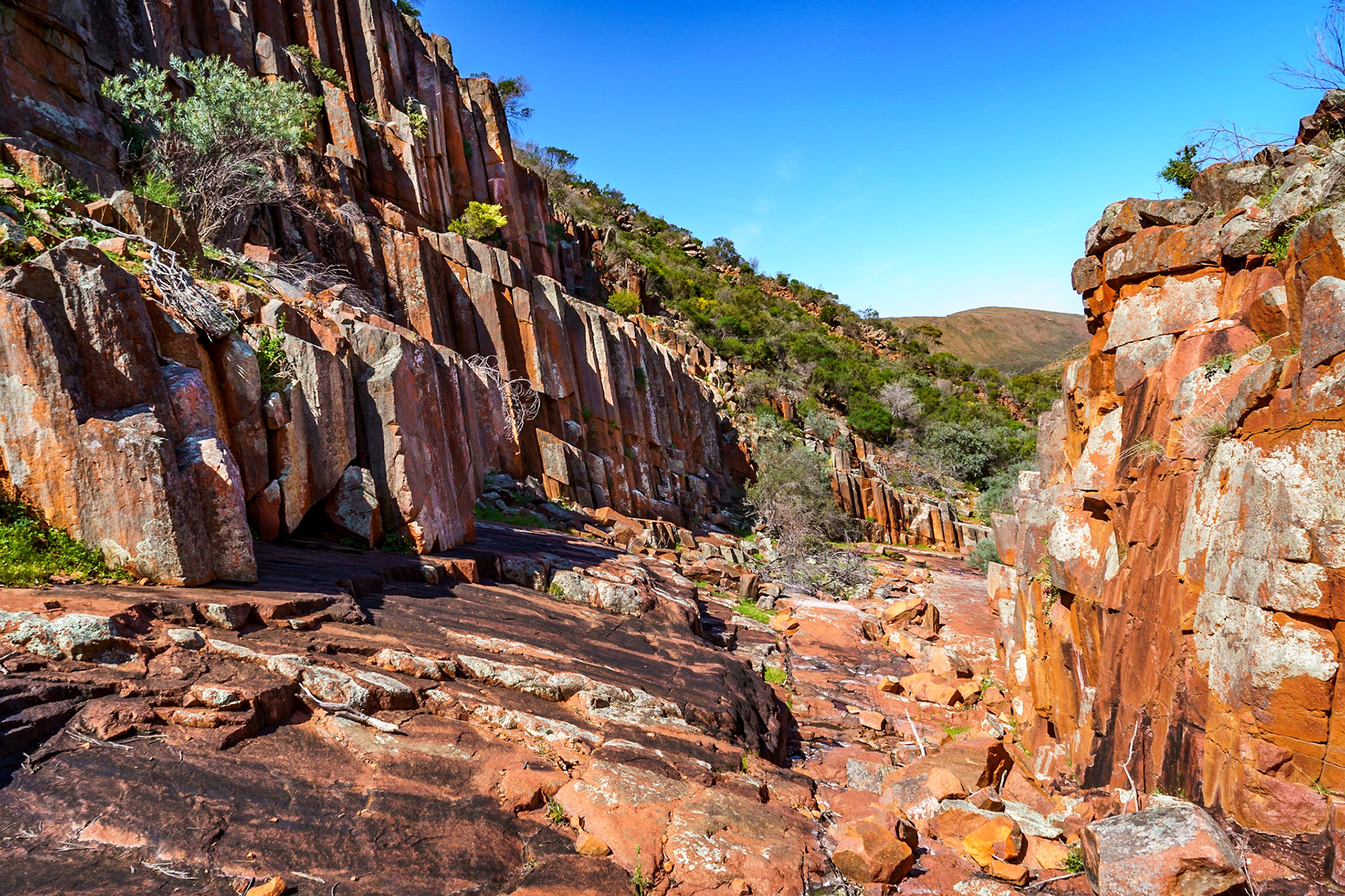 These ancient rock formations are the result of volcanic eruptions more than 1500 million years ago.