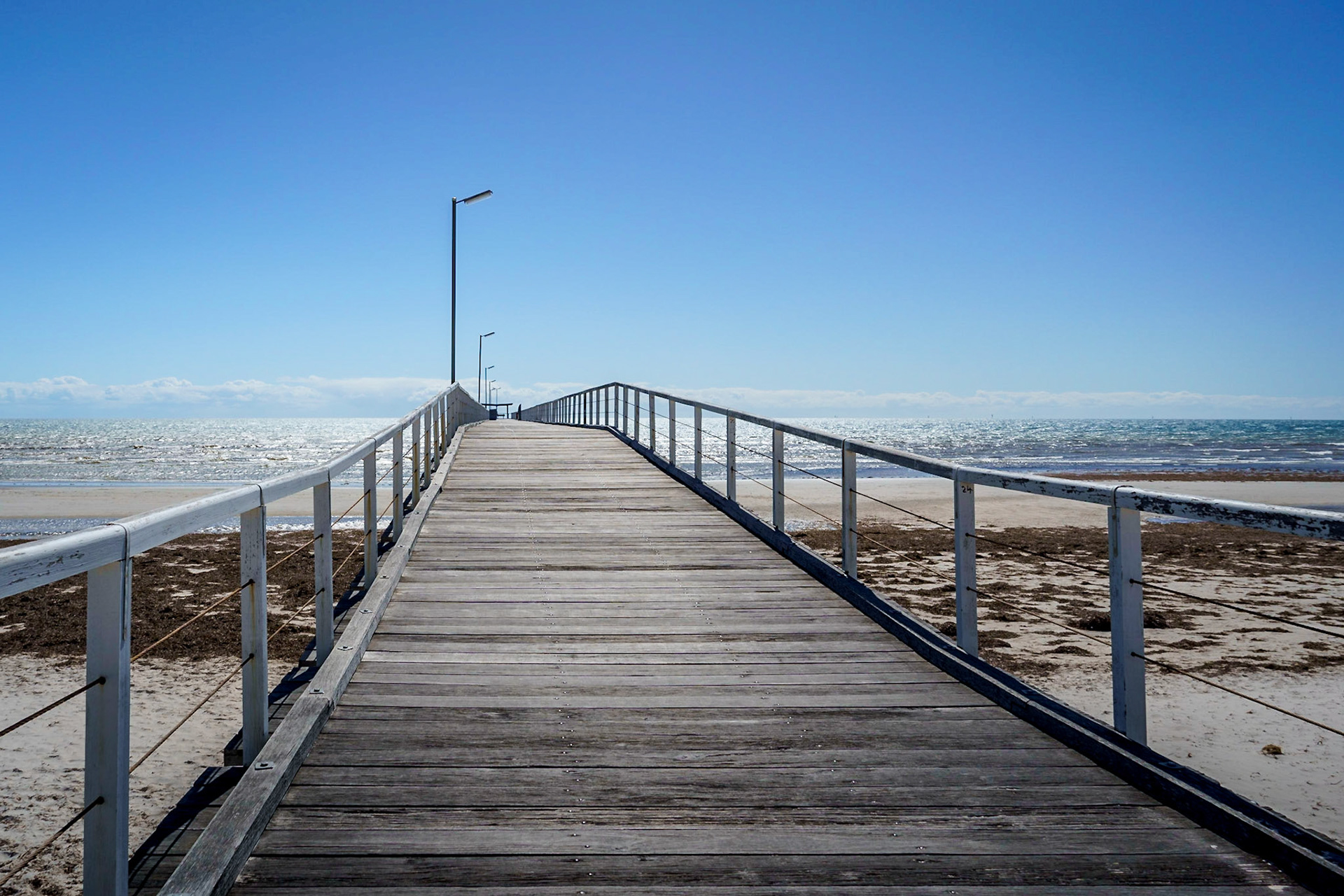 Largs Bay Jetty in Adelaide is a great place for a stroll or to go fishing.