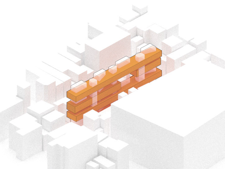 Connect these volumes inserting horizontal volumes