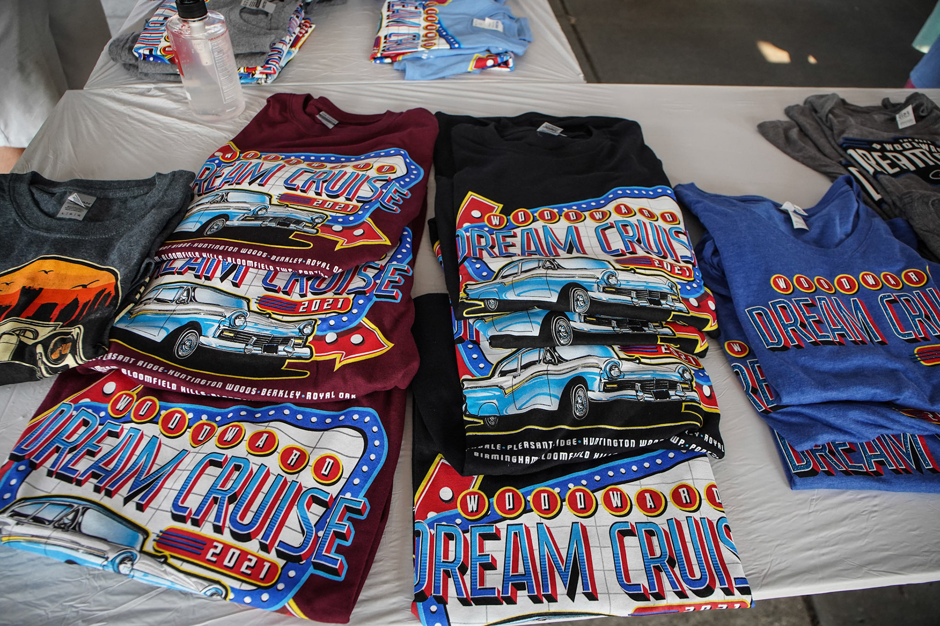 Woodward Dream Cruise t-shirts at the Woodward Dream Cruise in Ferndale on Saturday, August 21, 2021. The Woodward Dream Cruise, the world's largest one-day car event returns after taking a break last year due to COVID-19.