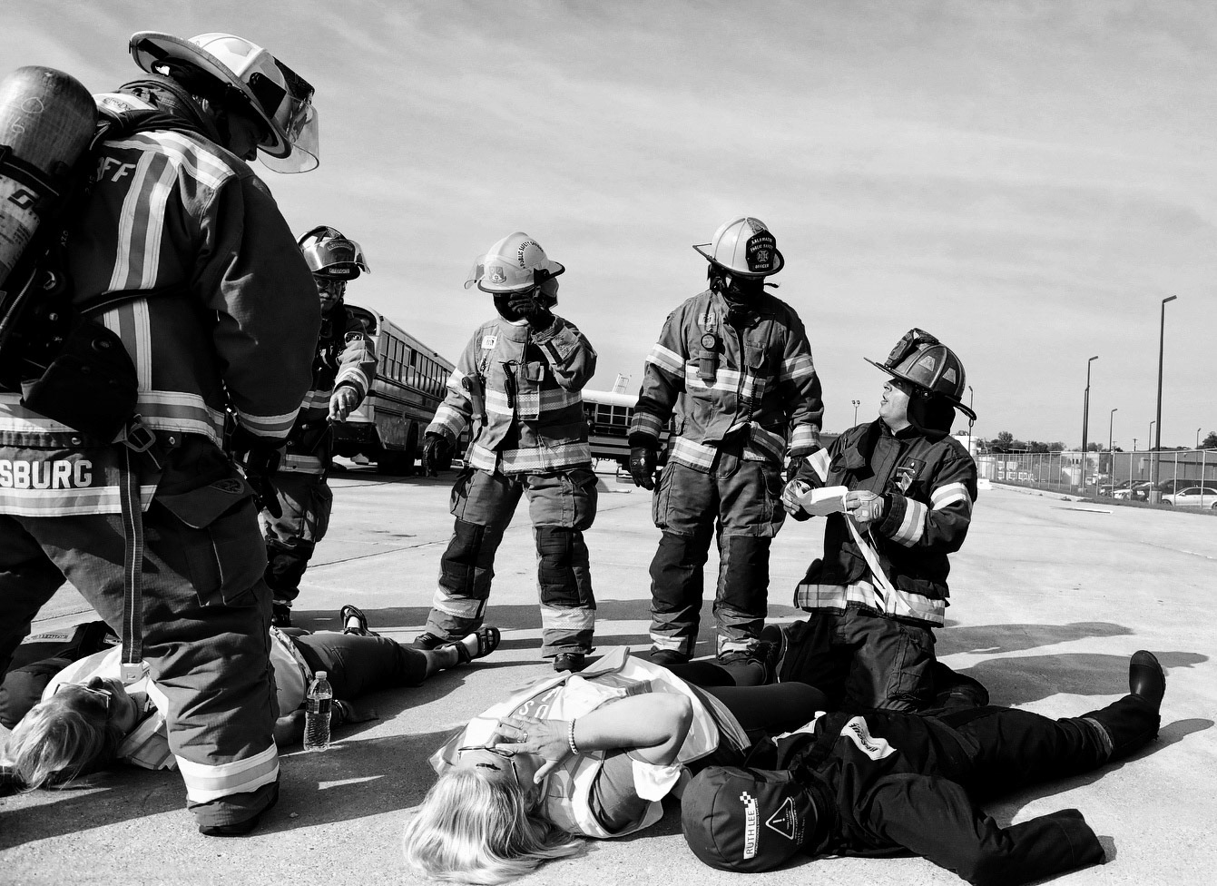 The Kalamazoo/Battle Creek International Airport conducts an emergency drill in Portage, Michigan on Friday, May 21, 2021. Police, fire and emergency agencies meet at the Airport to practice procedures incase of an actual emergency. (Rodney Coleman-Robinson | MLive.com)