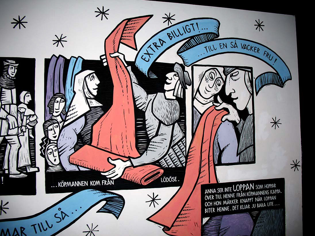 Förlagor för skärmar på utställning "Skara i Medeltid", Västergötlands museum