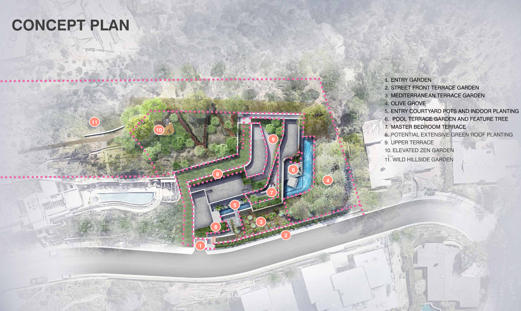 Concept plan for Hollywood Hills project.