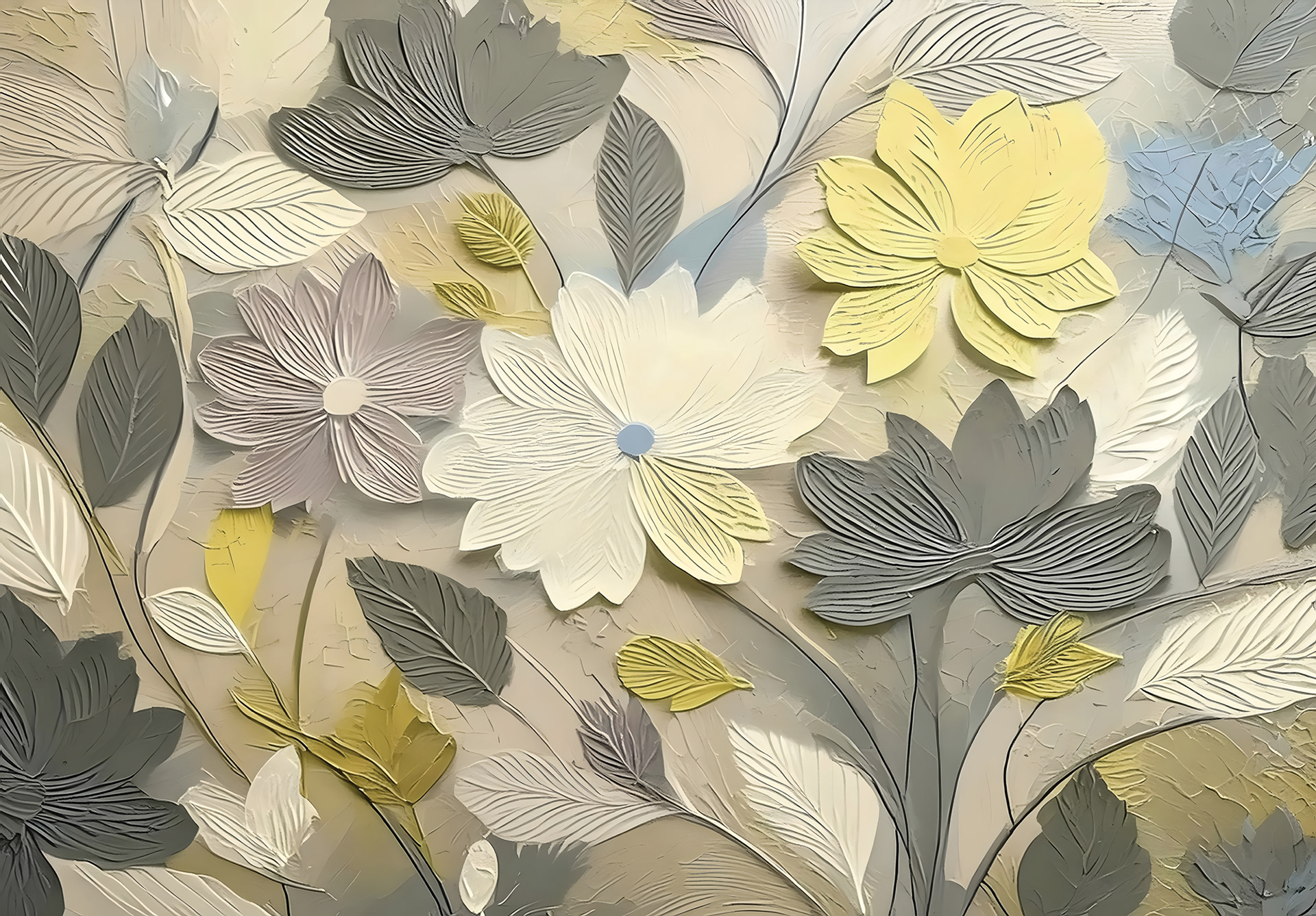 Mural Wallpaper Whispers of Nature: An Abstract Floral Symphony
