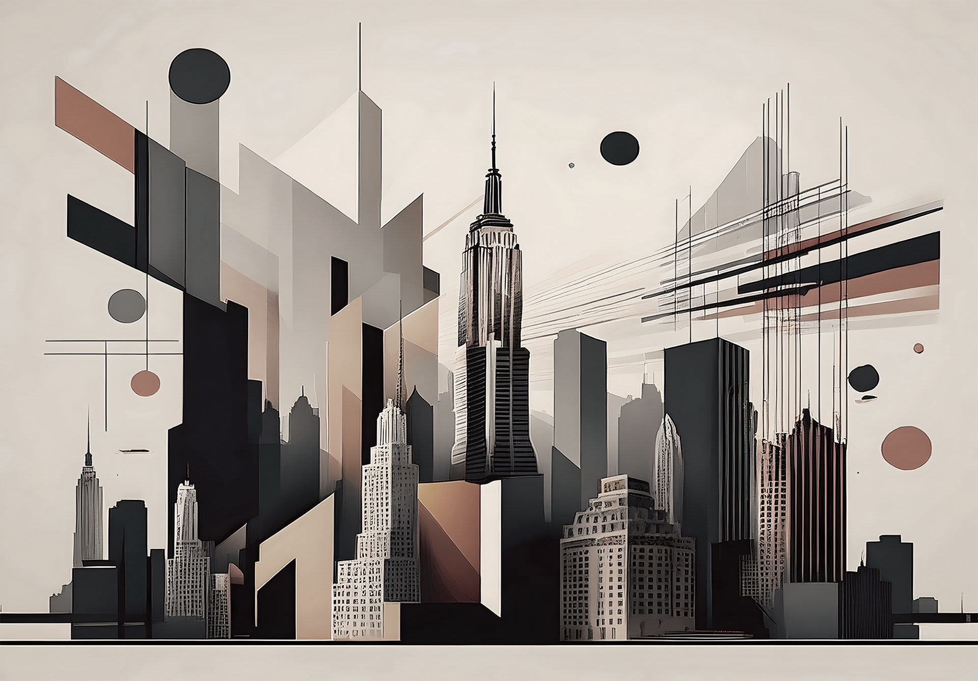 Mural Wallpaper New York Cityscape Reconstructed