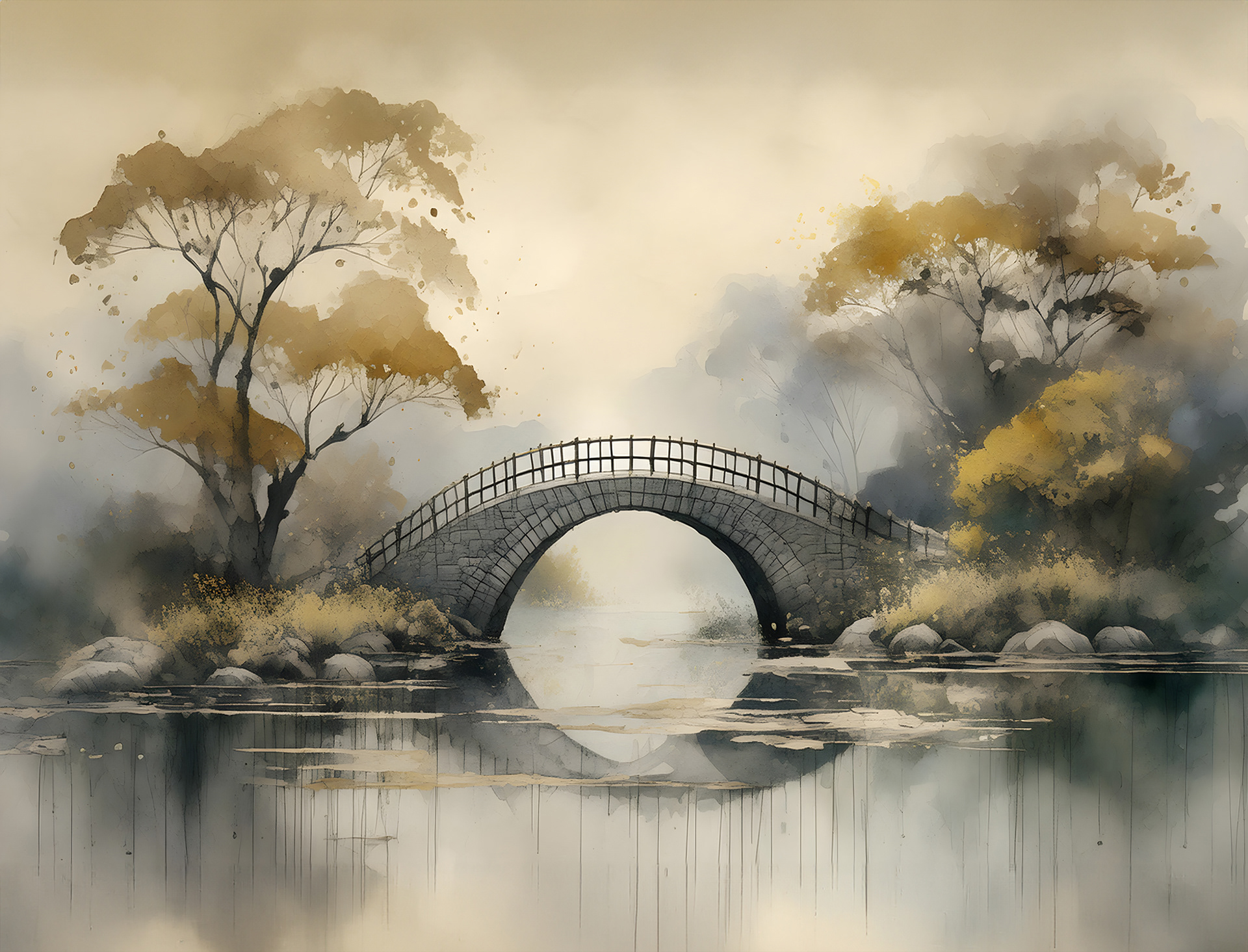 Mural Wallpaper Misty Bridge