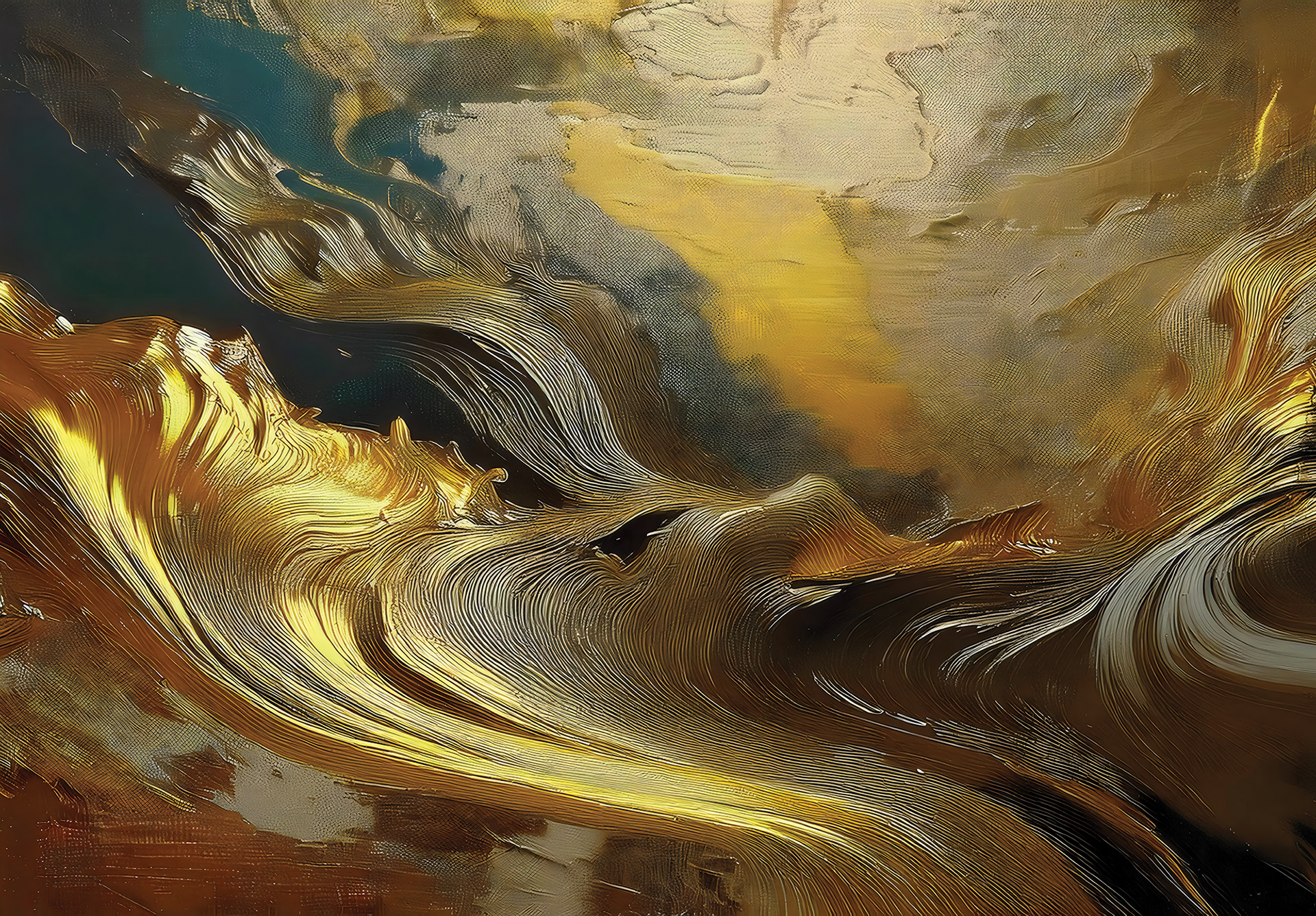 Mural Wallpaper Golden Waves Abstract Wall Mural