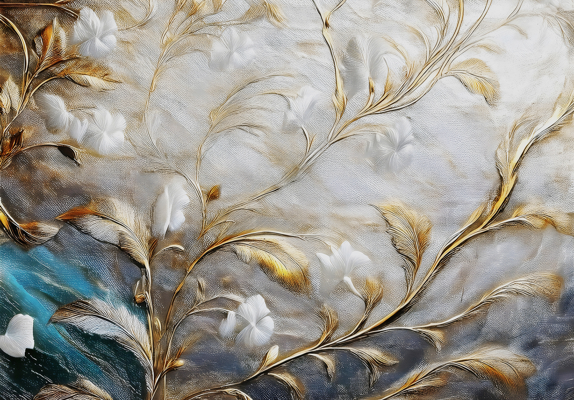 Mural Wallpaper Luxurious Gold Floral Wall Mural