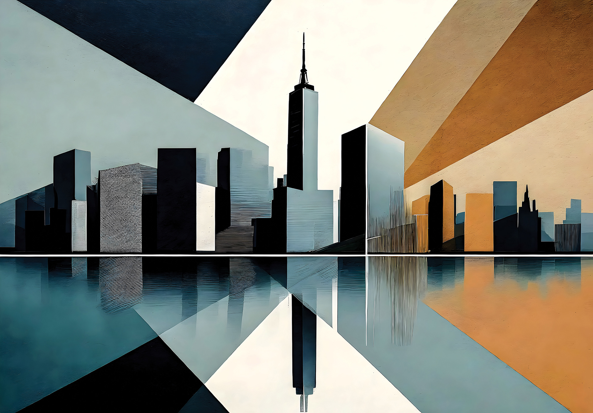 Mural Wallpaper New York Cityscape in Teal