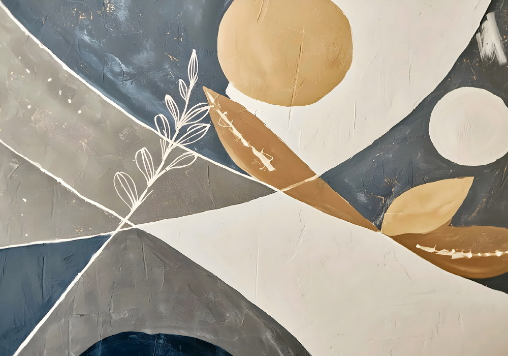Mural Wallpaper Abstract Geometric with Botanical Elements