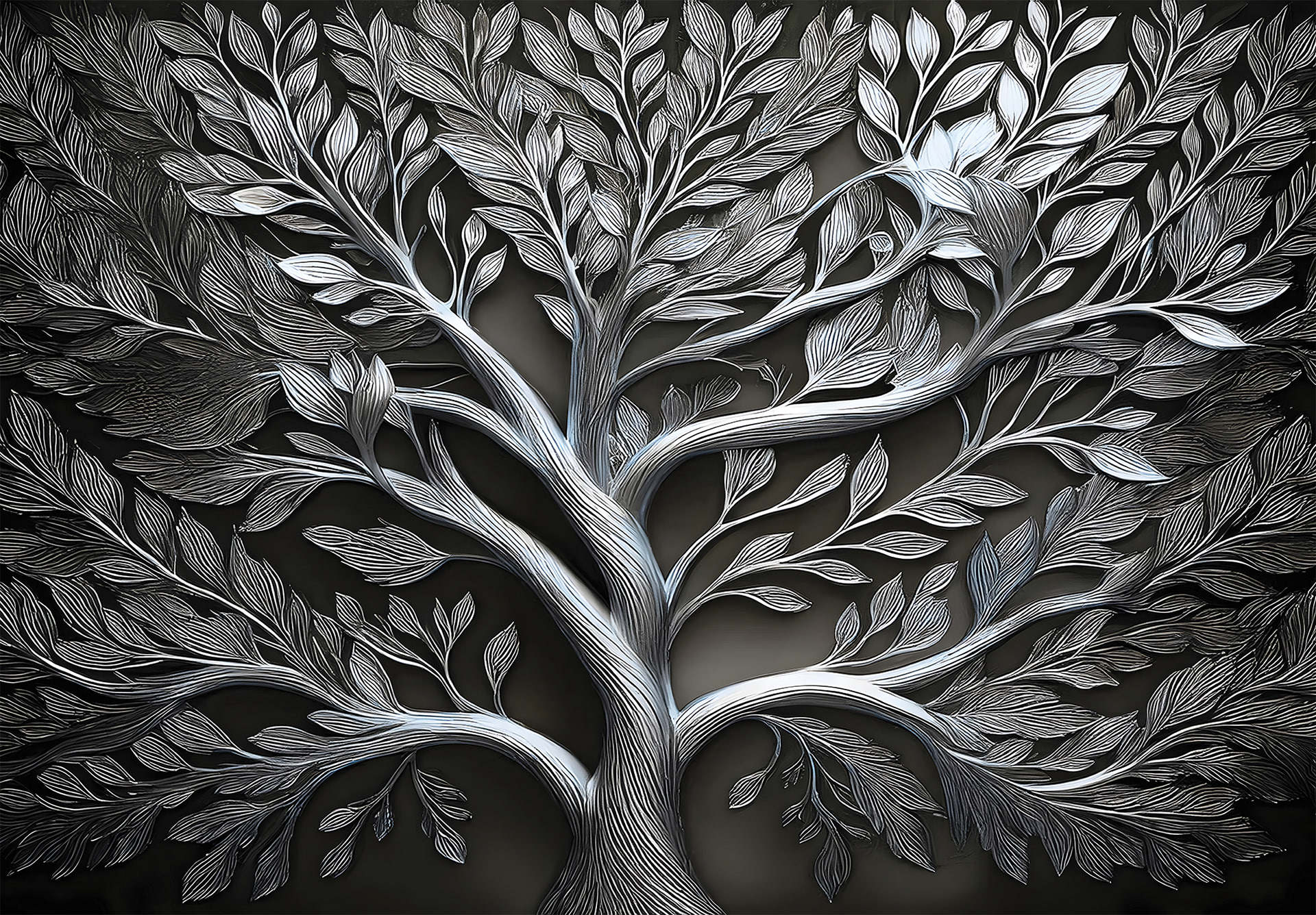 Mural Wallpaper Majestic Silver Tree