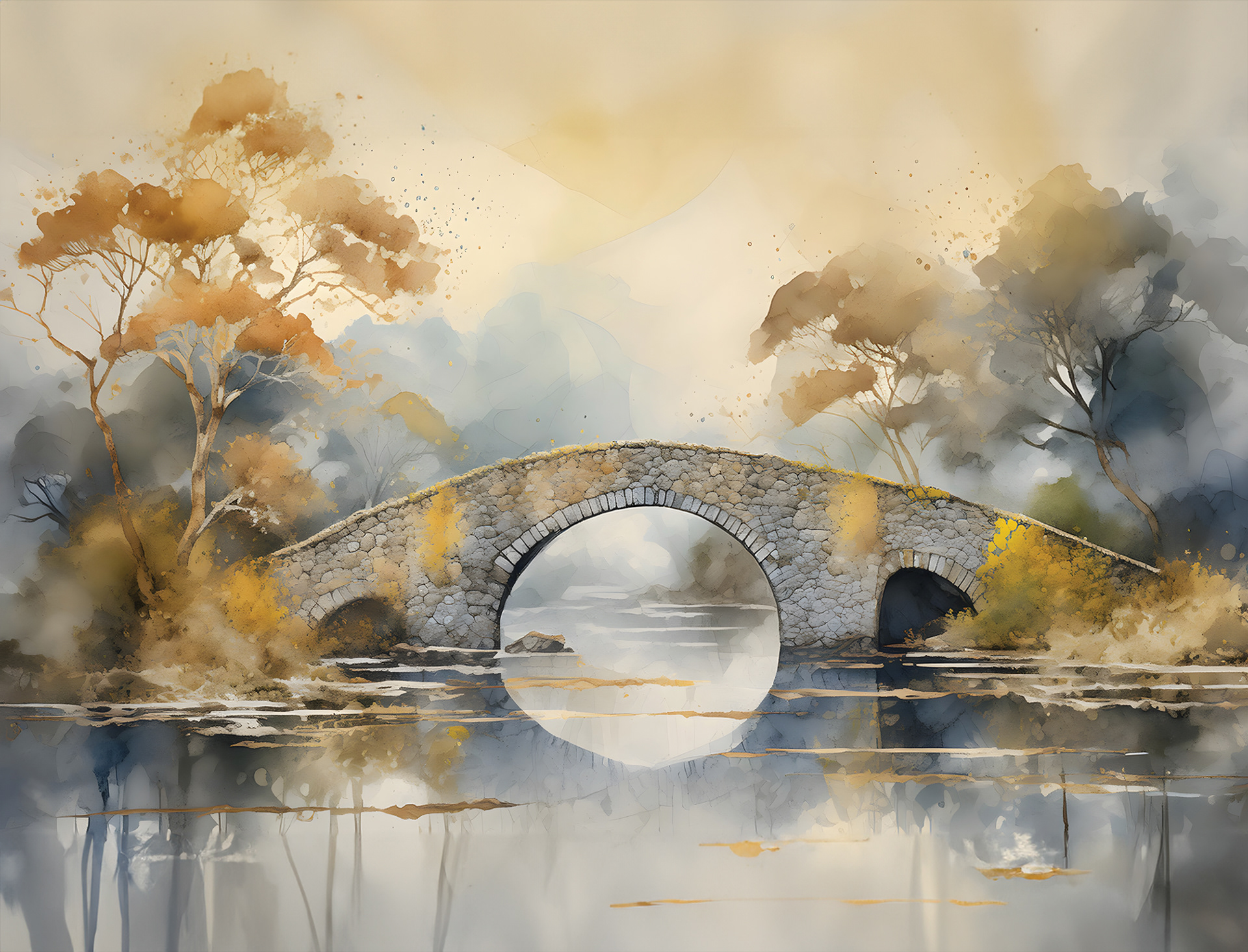 Mural Wallpaper Serene Watercolor Landscape