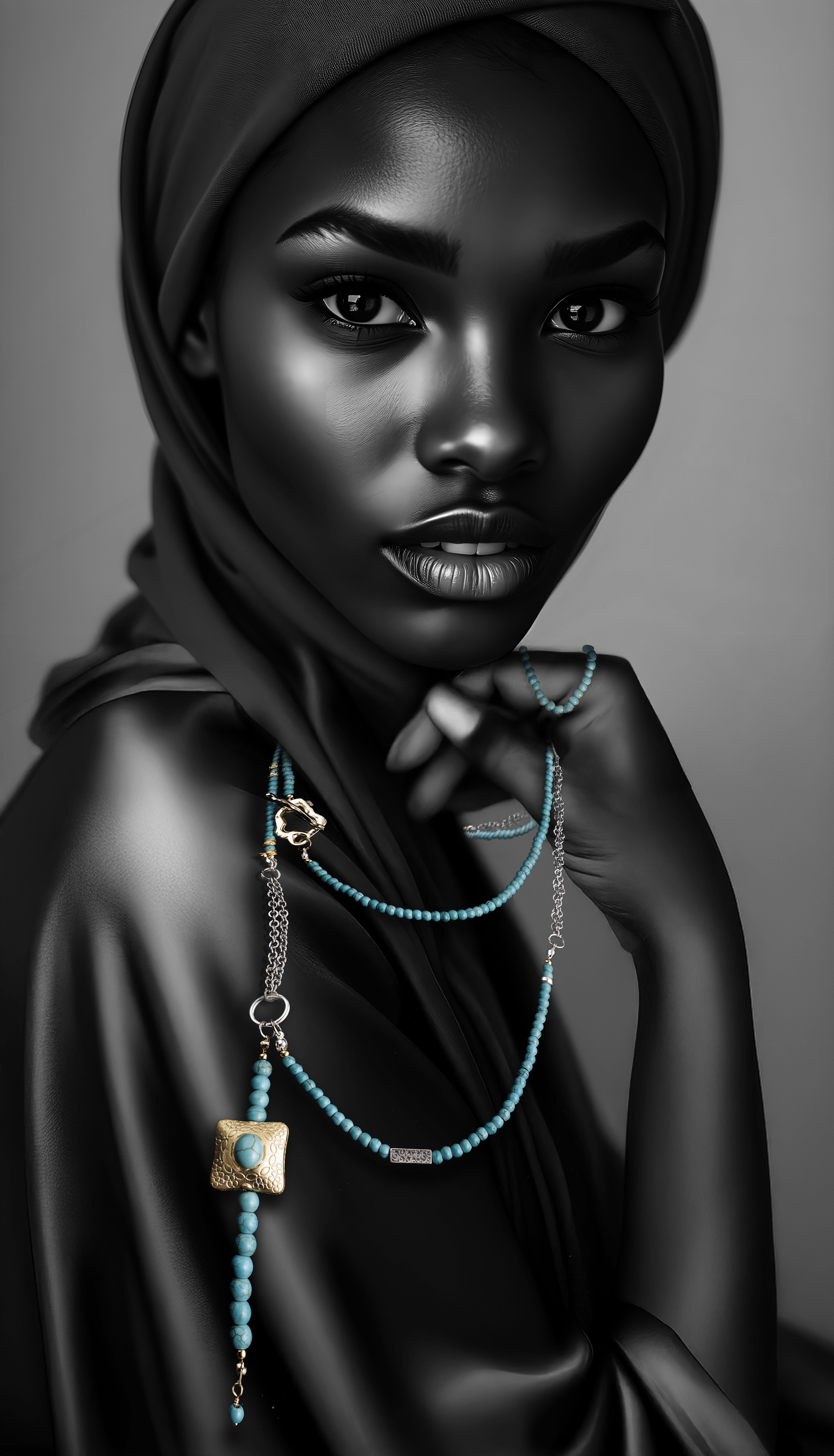 Editorial image of jade necklace – luxury jewellery campaign UK