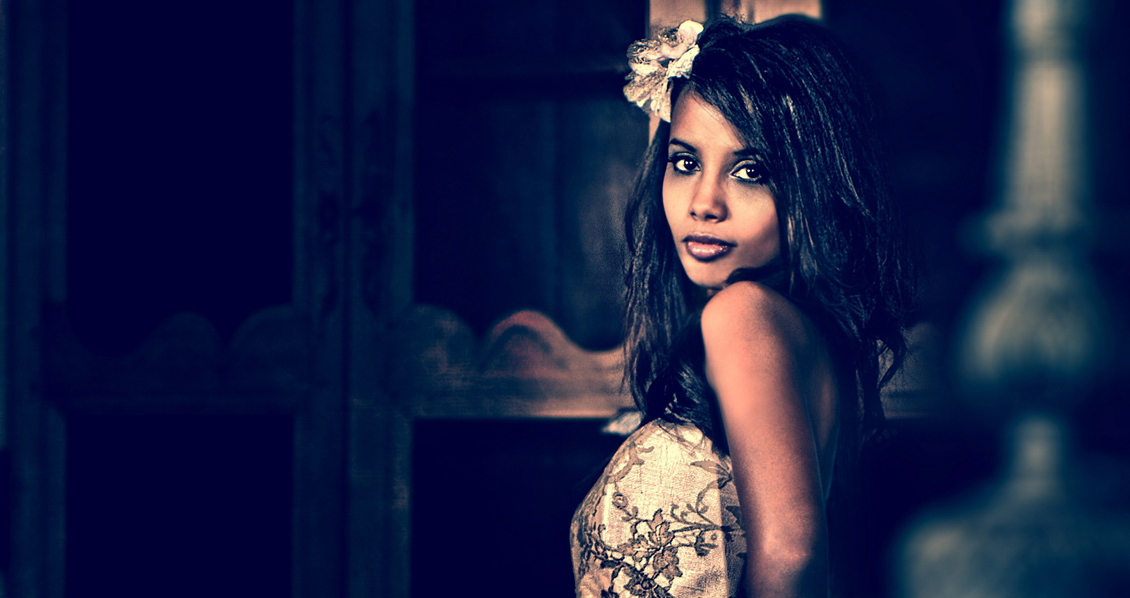 Styled bridal shoot featuring couture gown and veil by Birmingham editorial photographer
