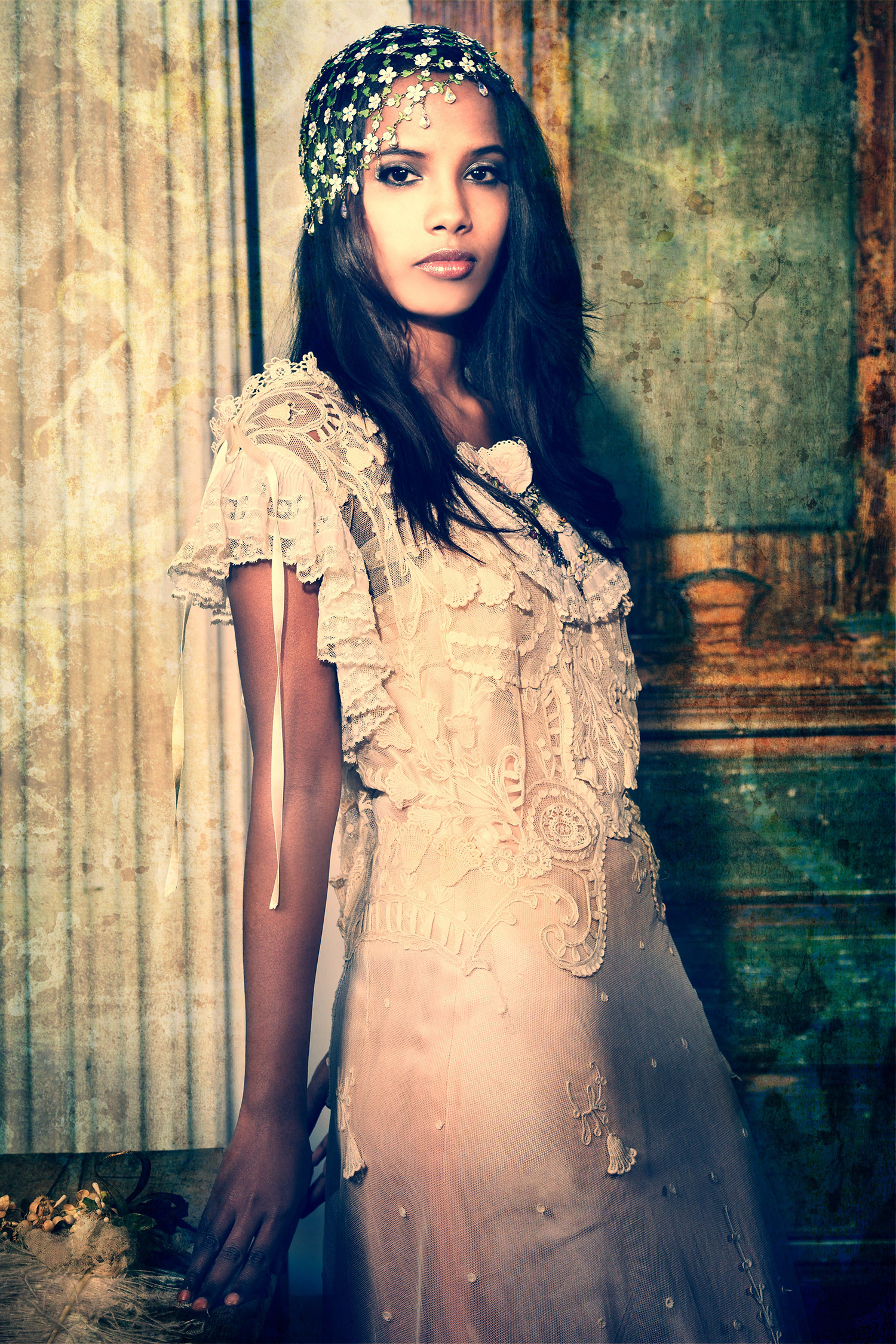 Editorial bridal fashion shoot in Birmingham with couture wedding gown and creative team