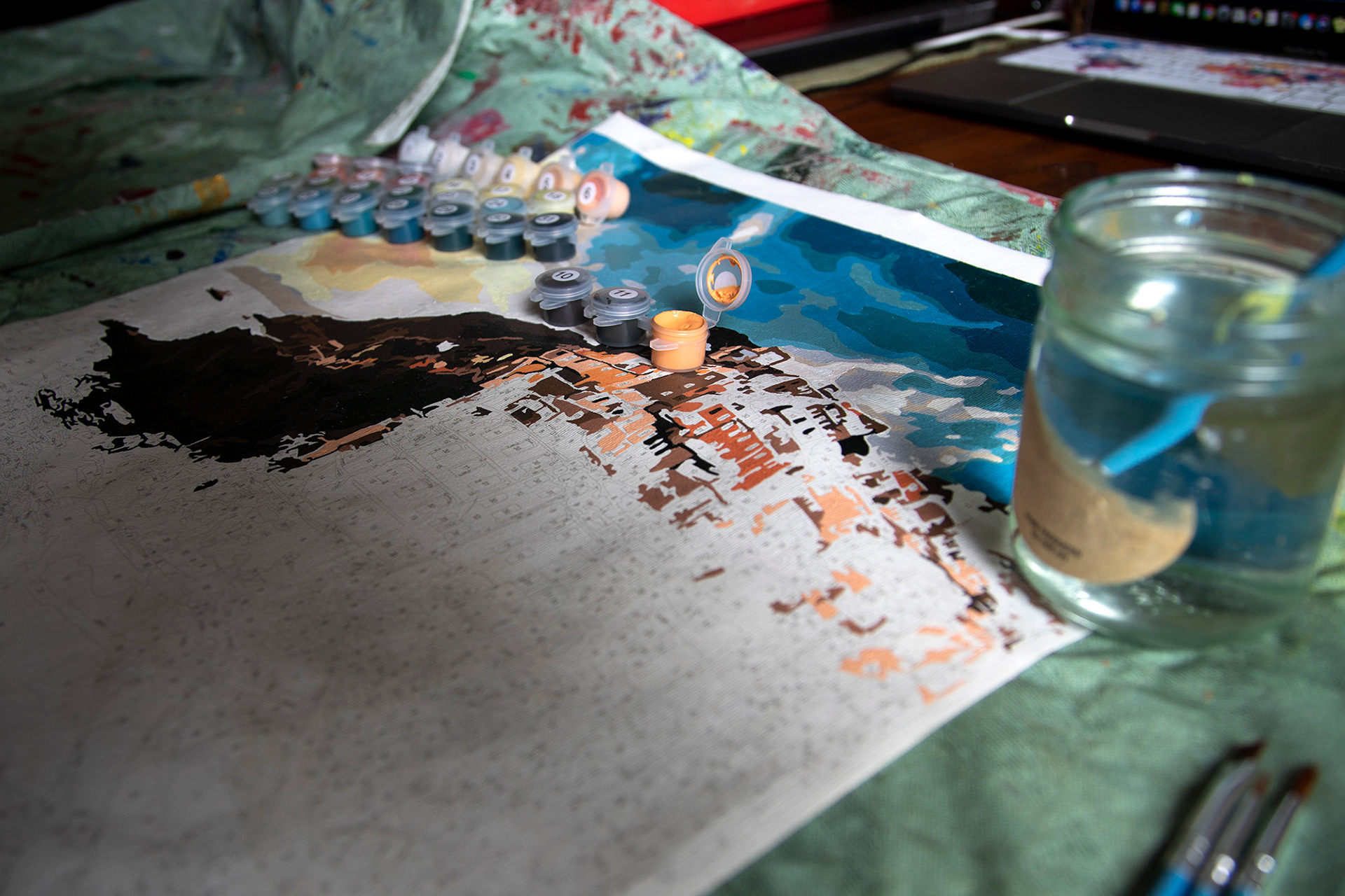 A paint by number that I purchased in order to have something art related and relaxing to work on during quarantine.