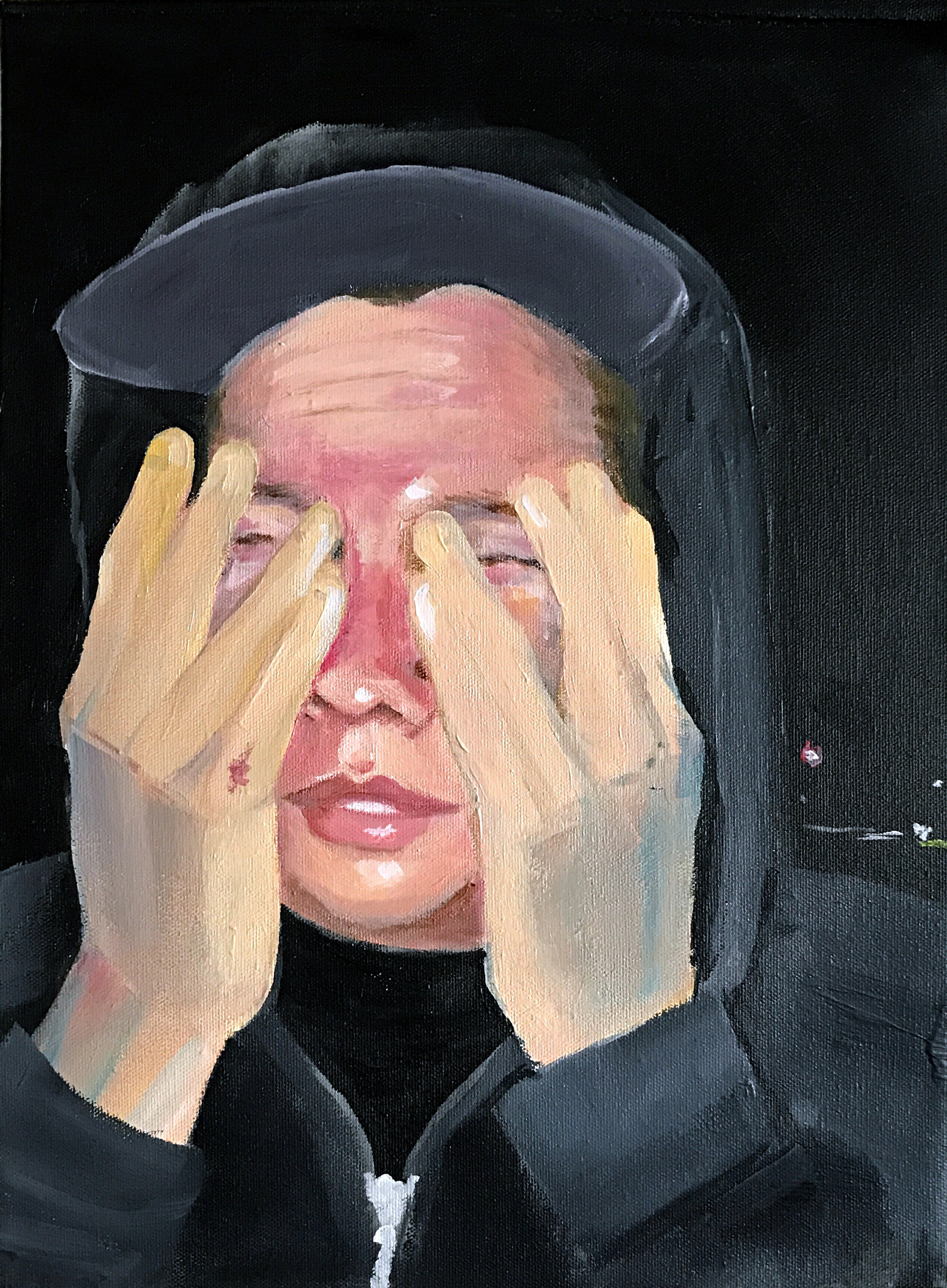 "Why Does it Feel Like You Can't Breath" (2016) Acrylic on Stretched Canvas (w/ repairs) 12in X 16in Available for Purchase @VerbatimBooks