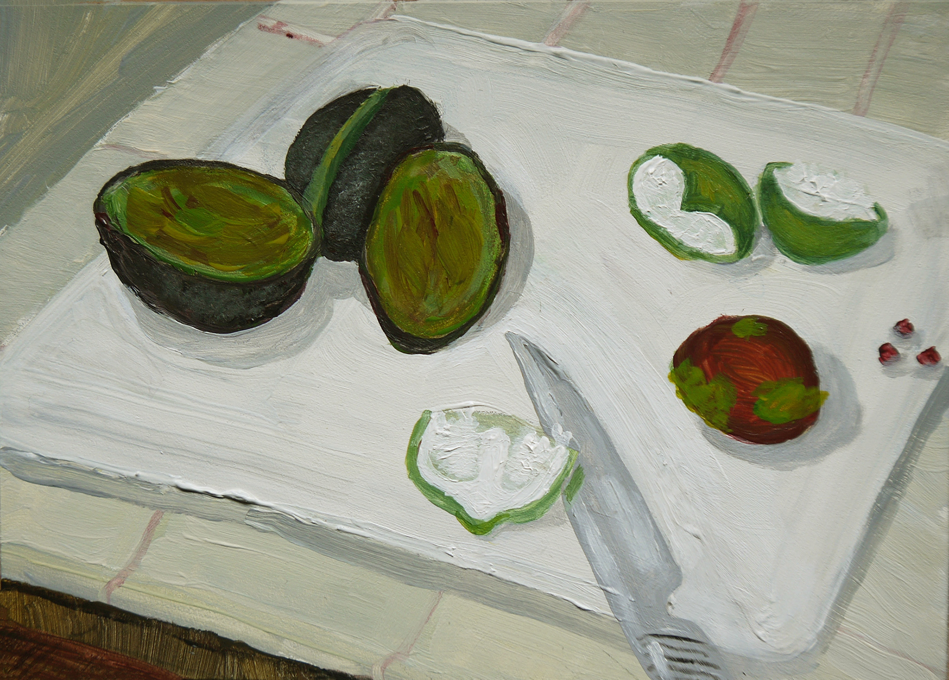 "Guacamole Still Life" (2018) Acrylic on Art Board, 5in x 7in