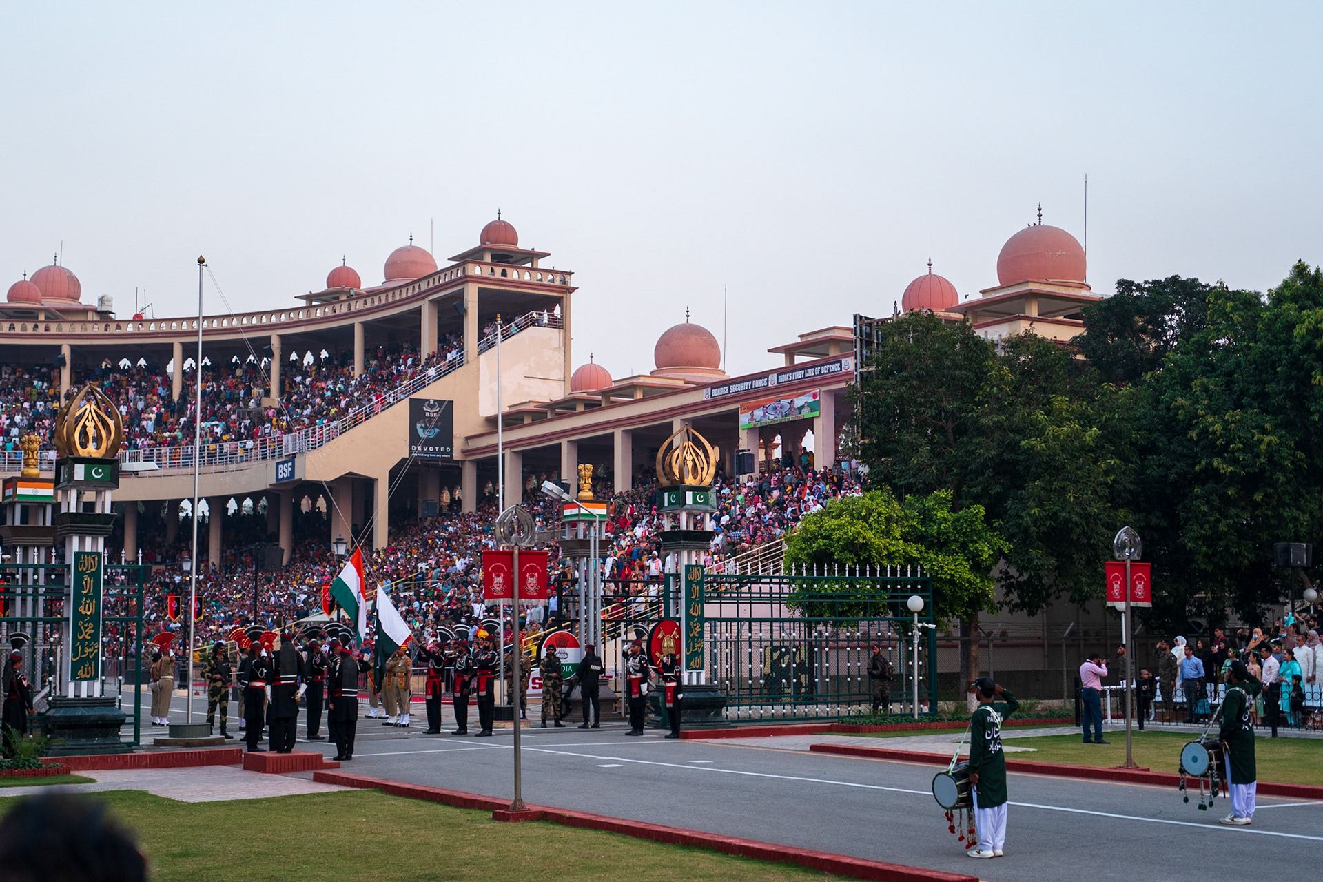 Flag ceremony at Wagah Border
