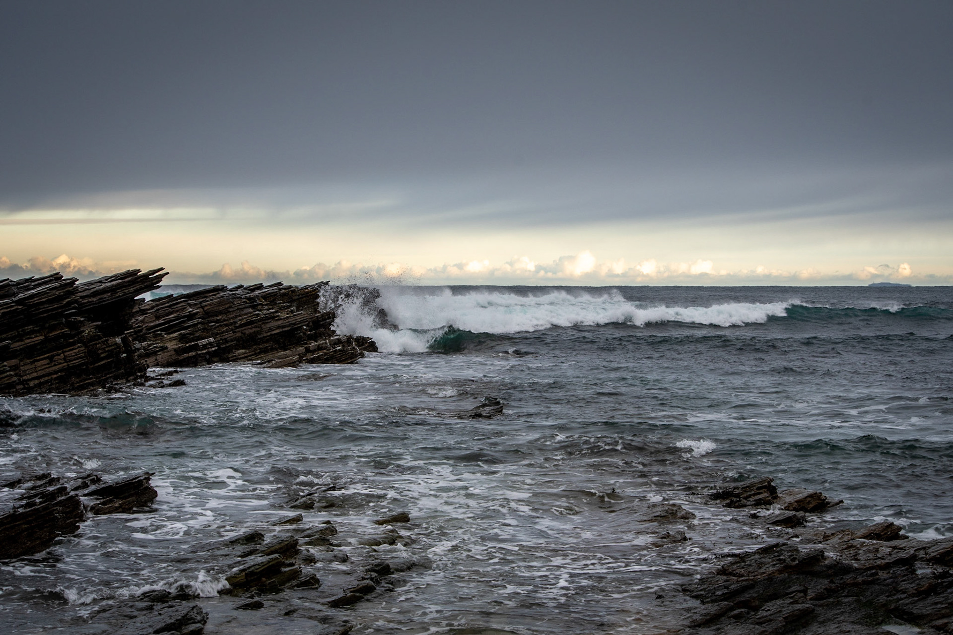 Waves breaking on the rocks in Birsay