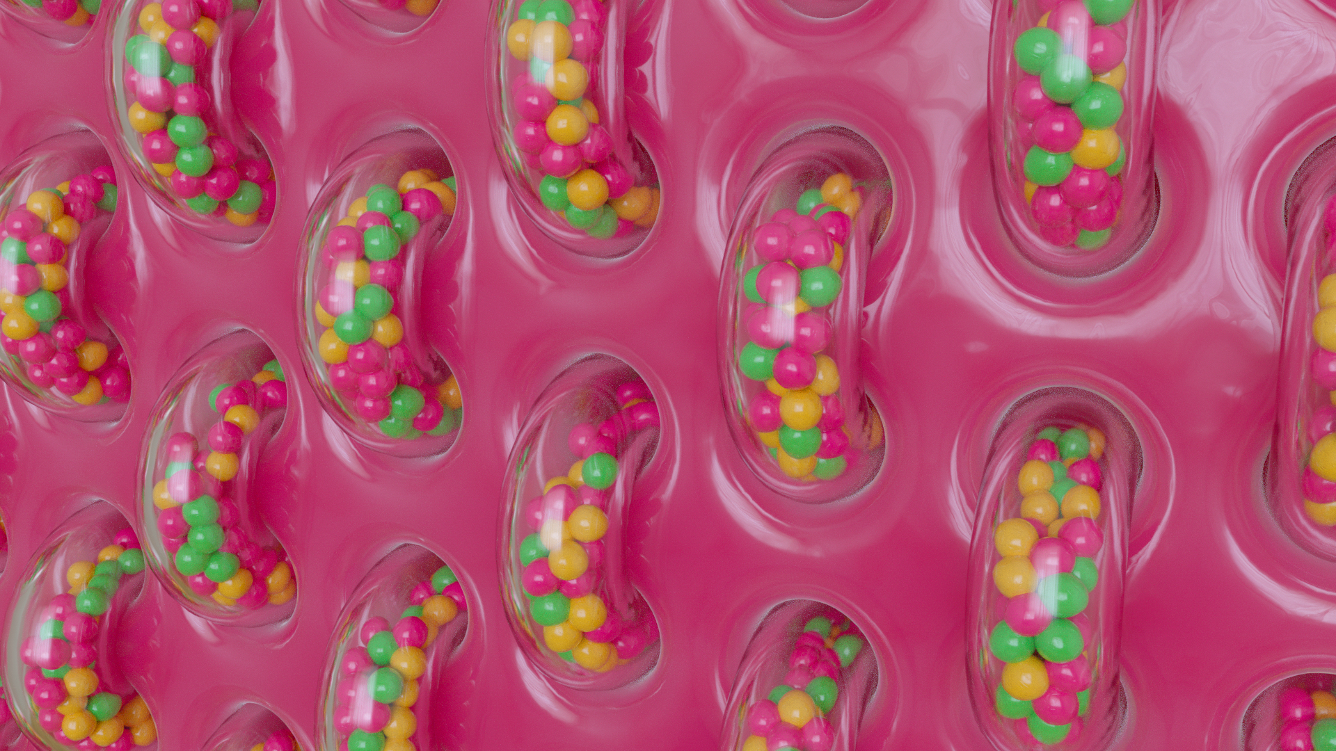 Gumballs in glass tubes