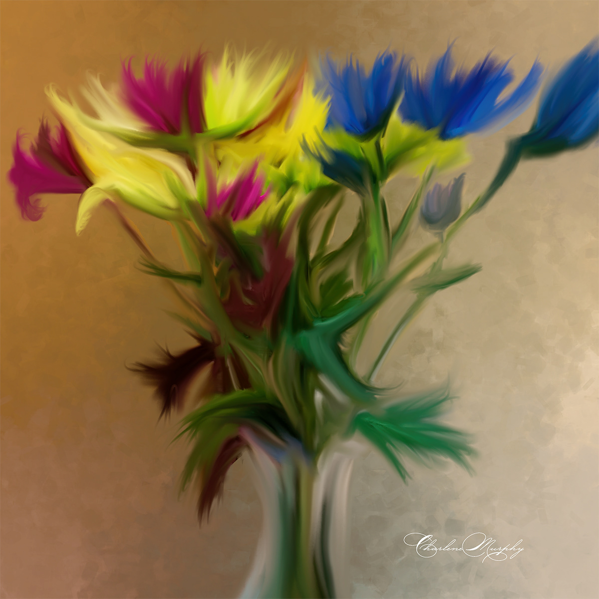 Vase with Flowers - Hand Painted Mixer Brush
