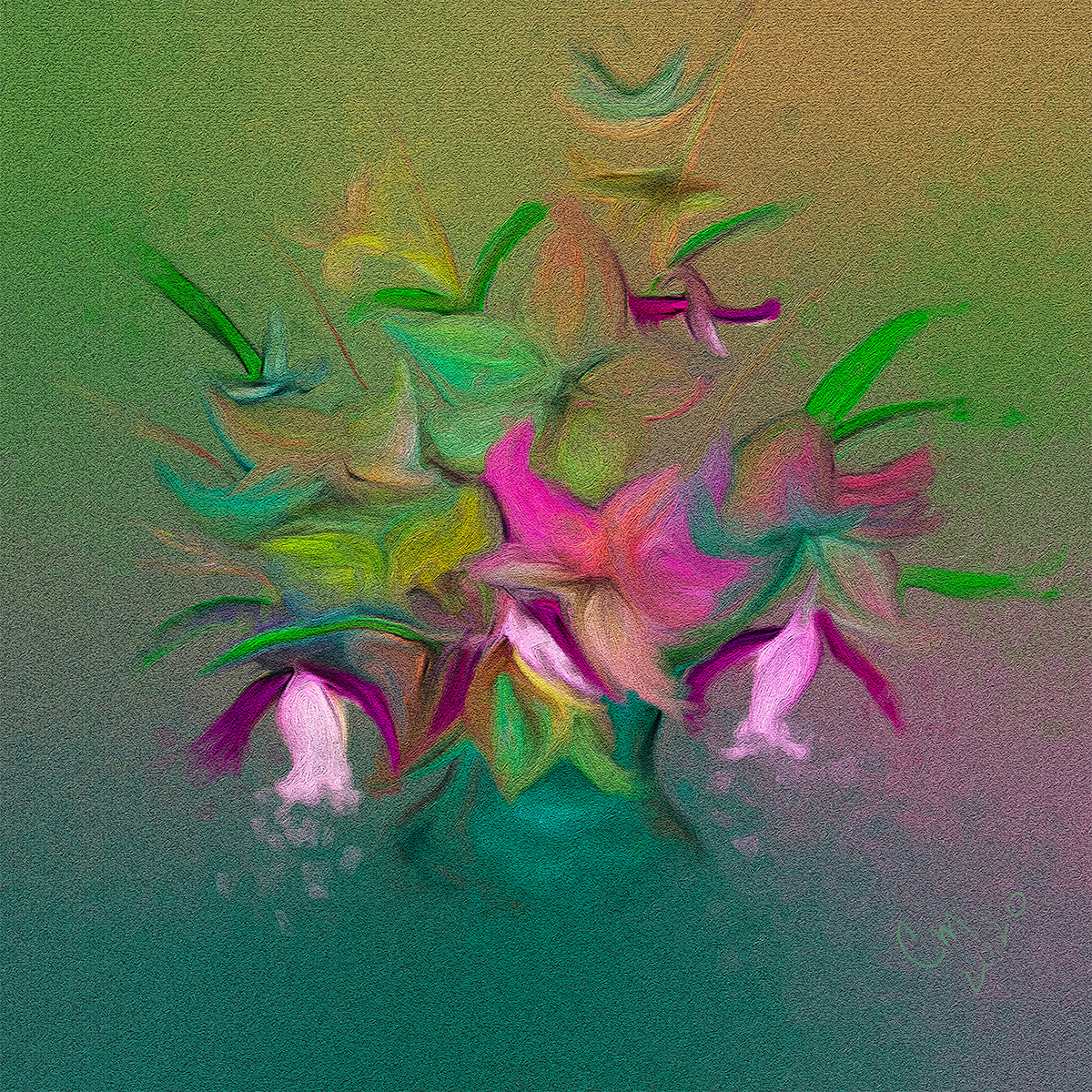 Abstract Flowers in vase - Hand Painted Mixer Brush