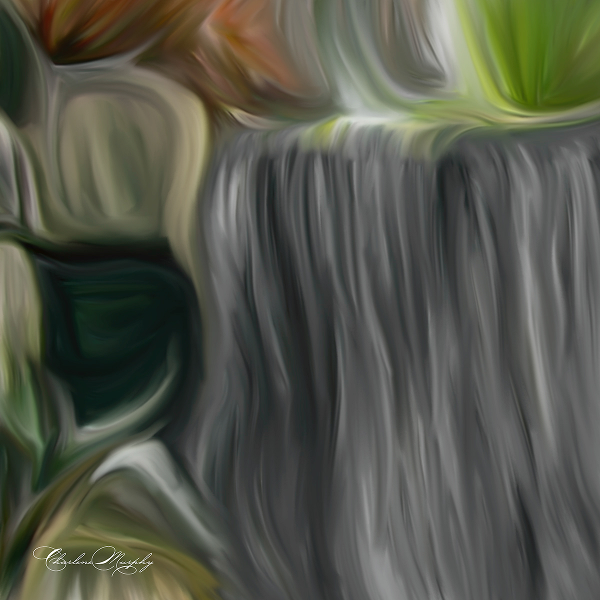 Waterfalls - Abstract - Hand Painted Mixer Brush