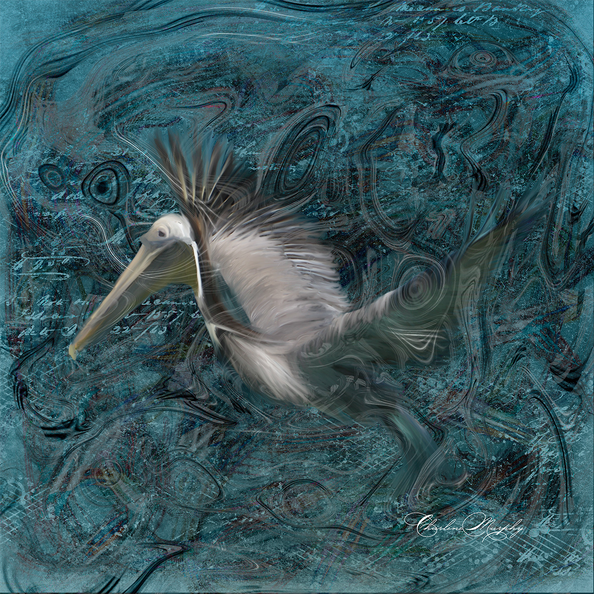 Pelican taking off - Hand Painted Mixer Brush