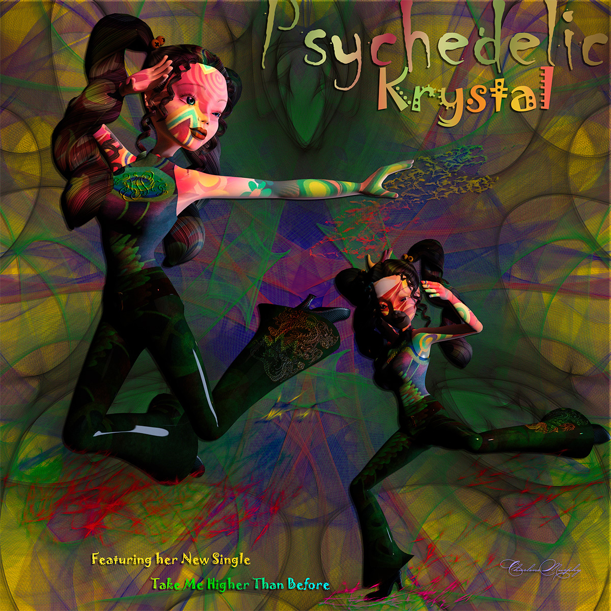 Psychedelic Krystal (Shift Art Daz Studio Challenge - July 2020 - Theme - In the Groove - Album Cover)