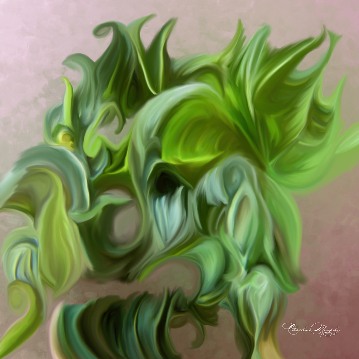 Curly Lettuce Abstract 01 - Hand Painted Mixer Brush