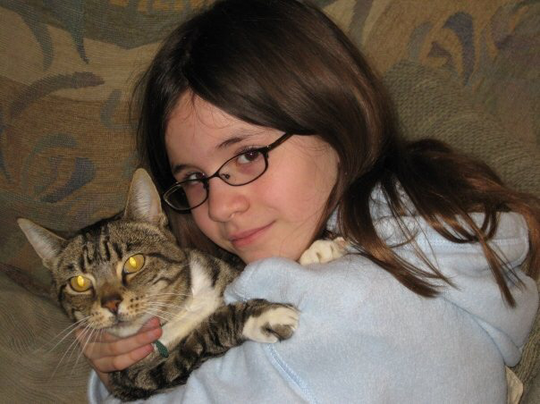 My favorite photo with my first cat, Freud.