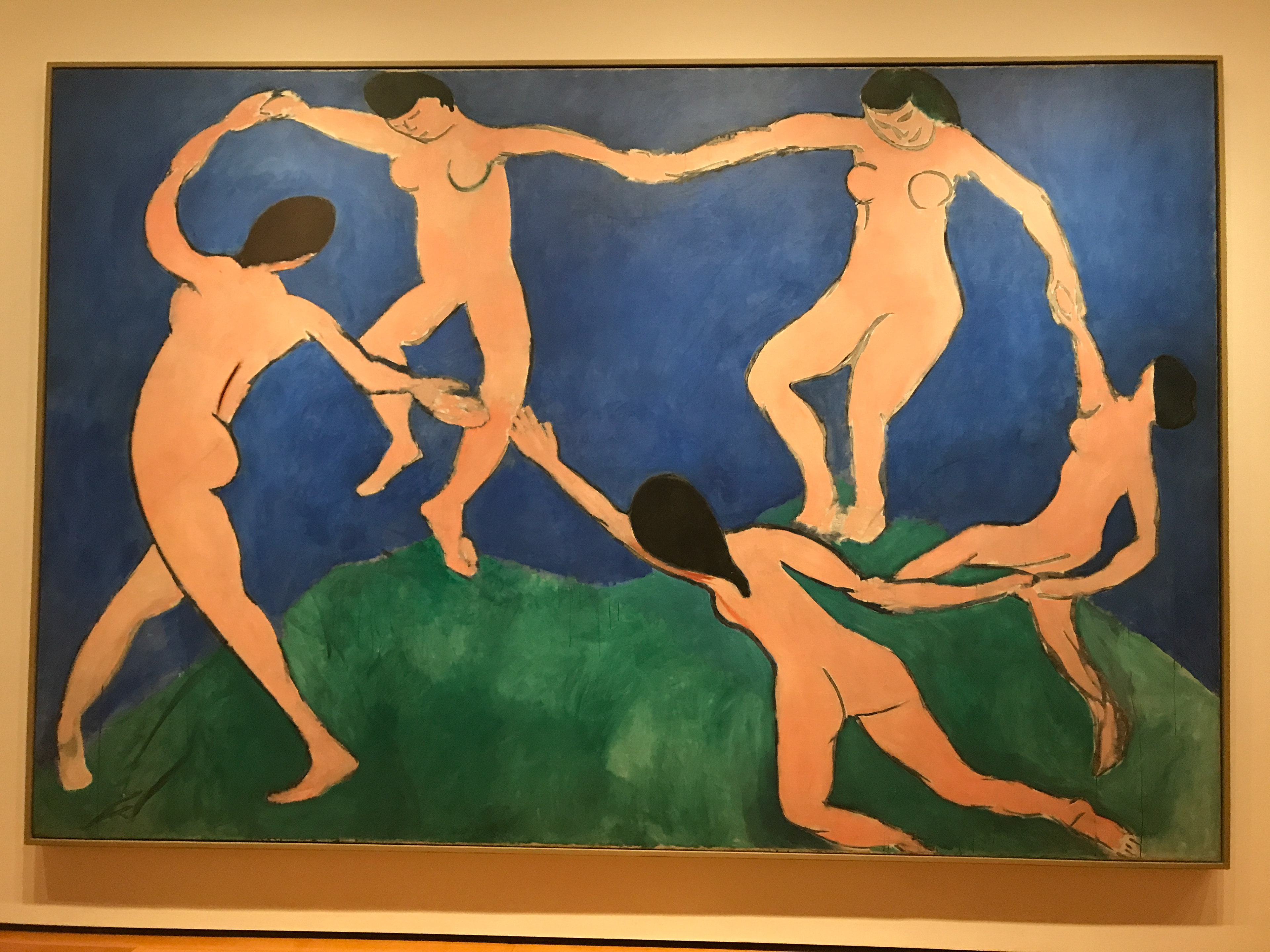 This is Dance (I) by Henri Matisse, a study he created in preparation for the final La Danse. This painting was always hung in my father's house throughout my childhood, and became sentimental to me, so I was thrilled to be able to appreciate and photograph it in person.