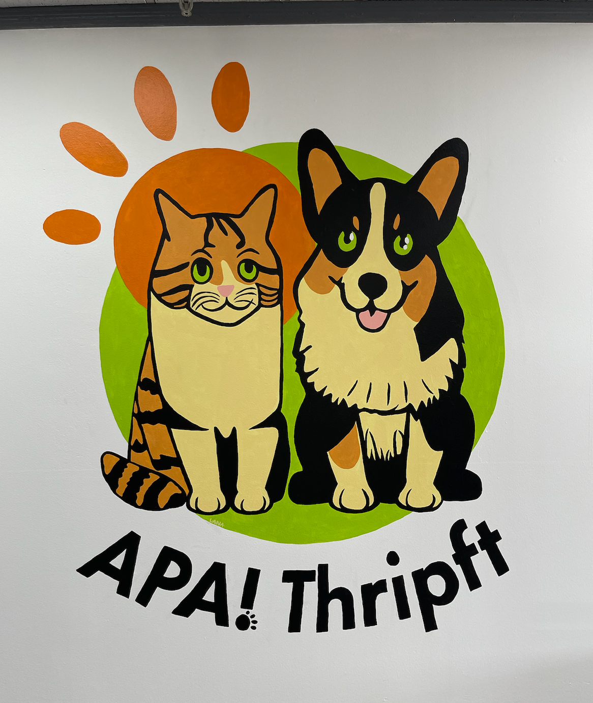 completed mural at Austin Pets Alive Pflugerville (2024)