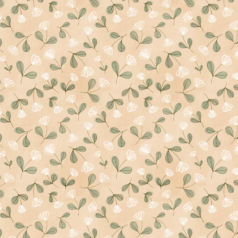 White Flowers Green Line Art 03/2021