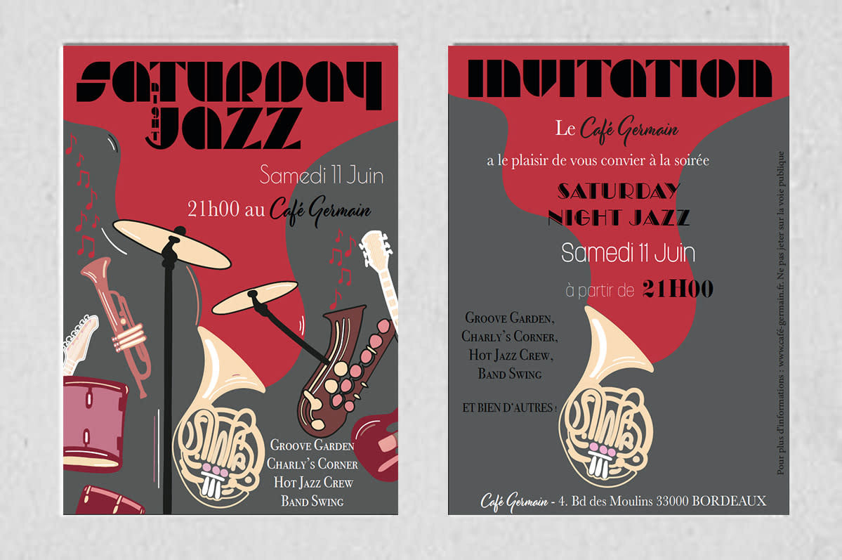 Réalisation d'un flyer d'invitation pour une soirée de jazz