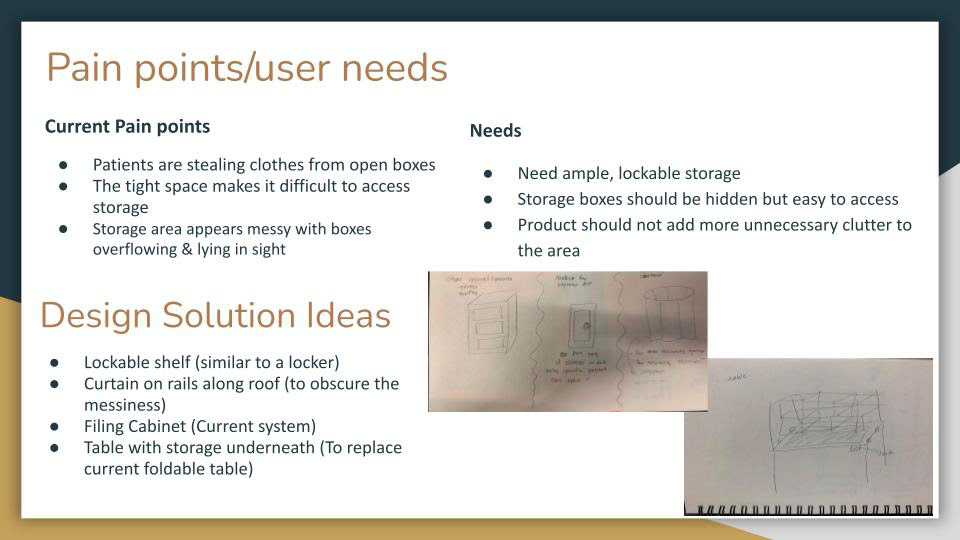 A slide from our first design review which we presented to our contact at BHCHP