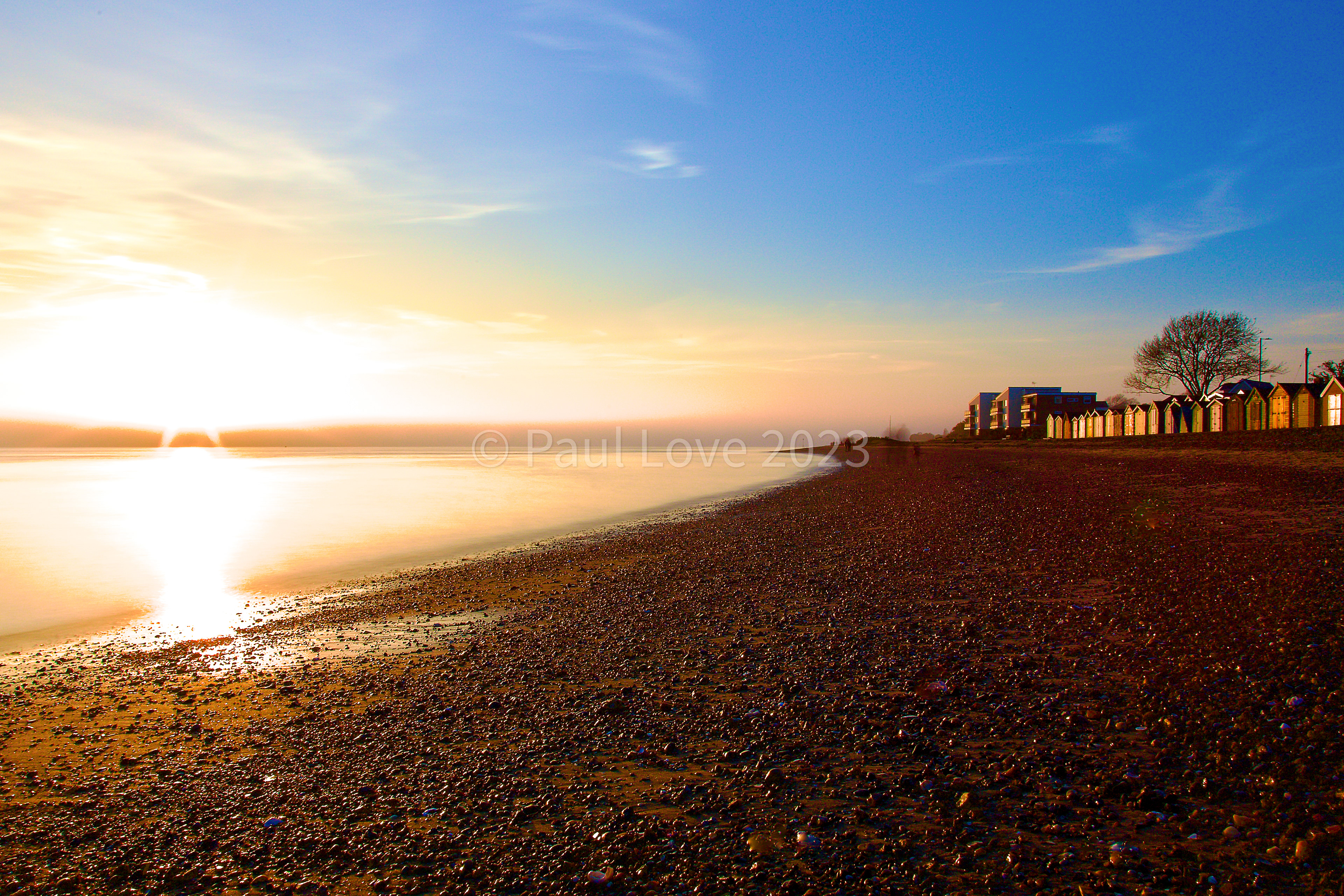 West Mersea beach at sunset, Mersea Island, Essex
