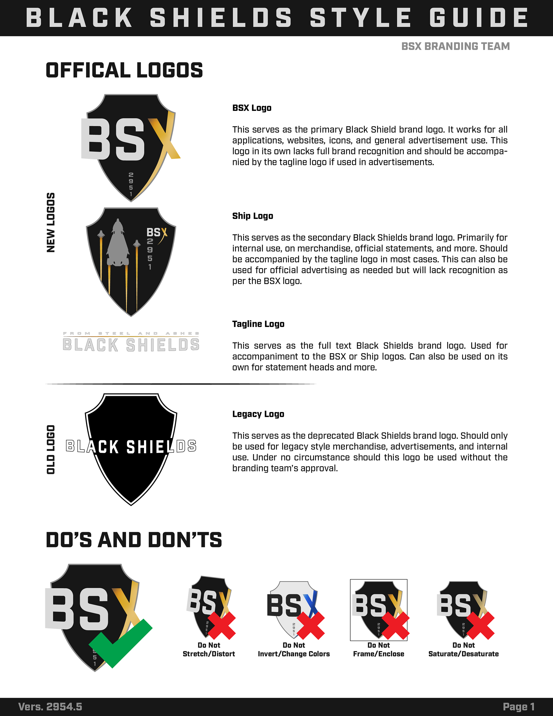 BSX Style Guide Page 1