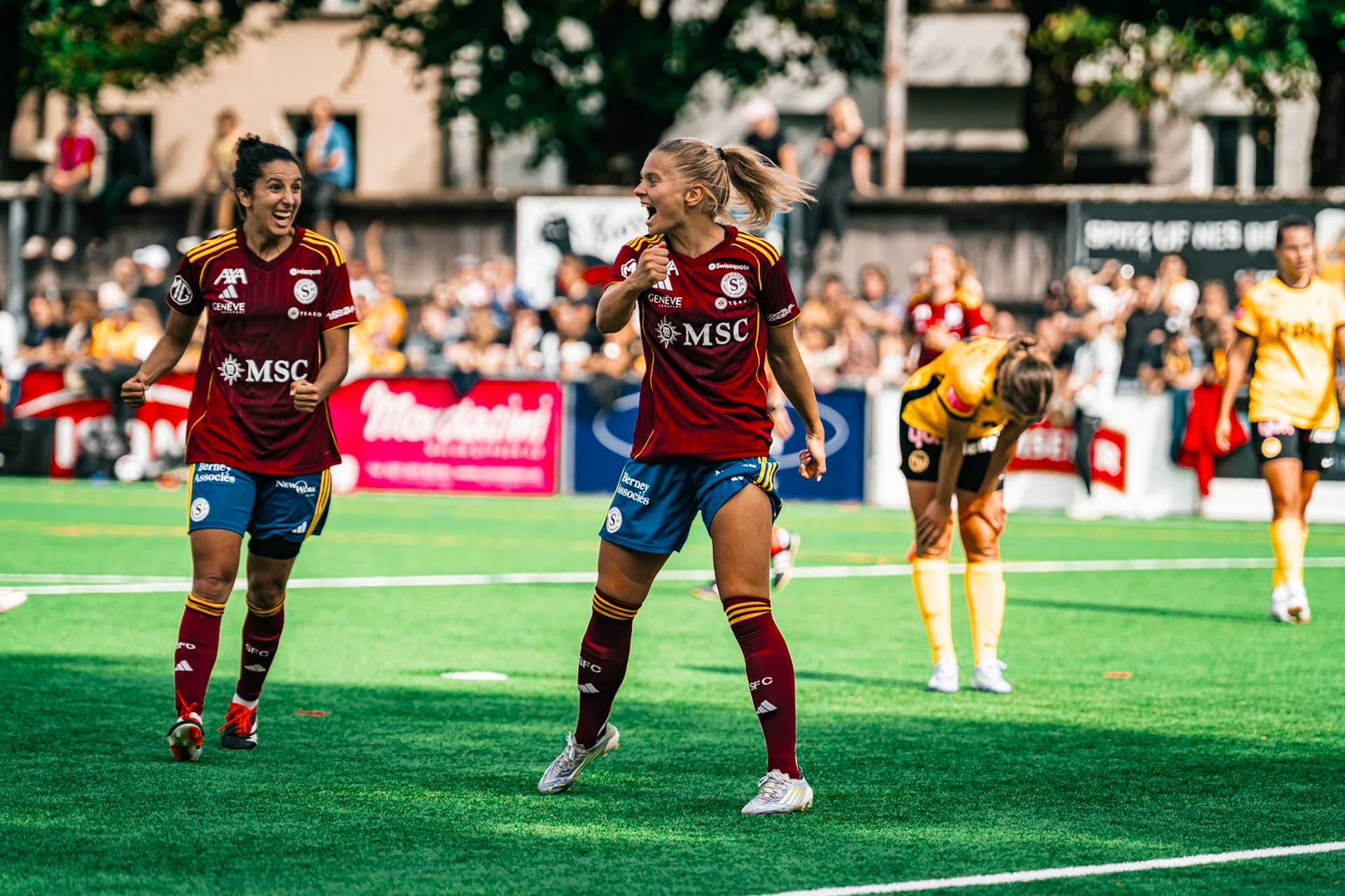 Match de l’AXA Women’s Super League opposant BSC YB Frauen et Servette FC Chênois Féminin au Spitalacker (Kunstrasenfeld), Bern. (Christian António/LibsVisuals.com)