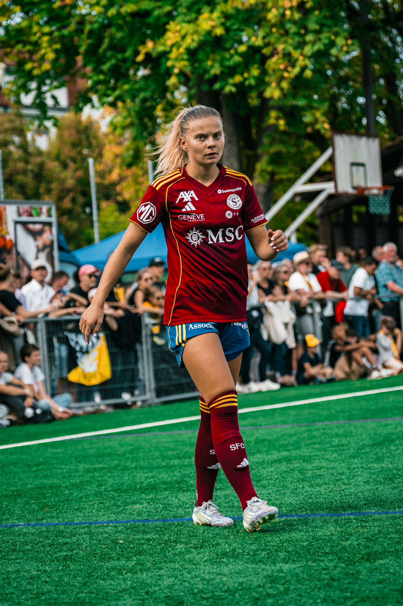 Match de l’AXA Women’s Super League opposant BSC YB Frauen et Servette FC Chênois Féminin au Spitalacker (Kunstrasenfeld), Bern. (Christian António/LibsVisuals.com)