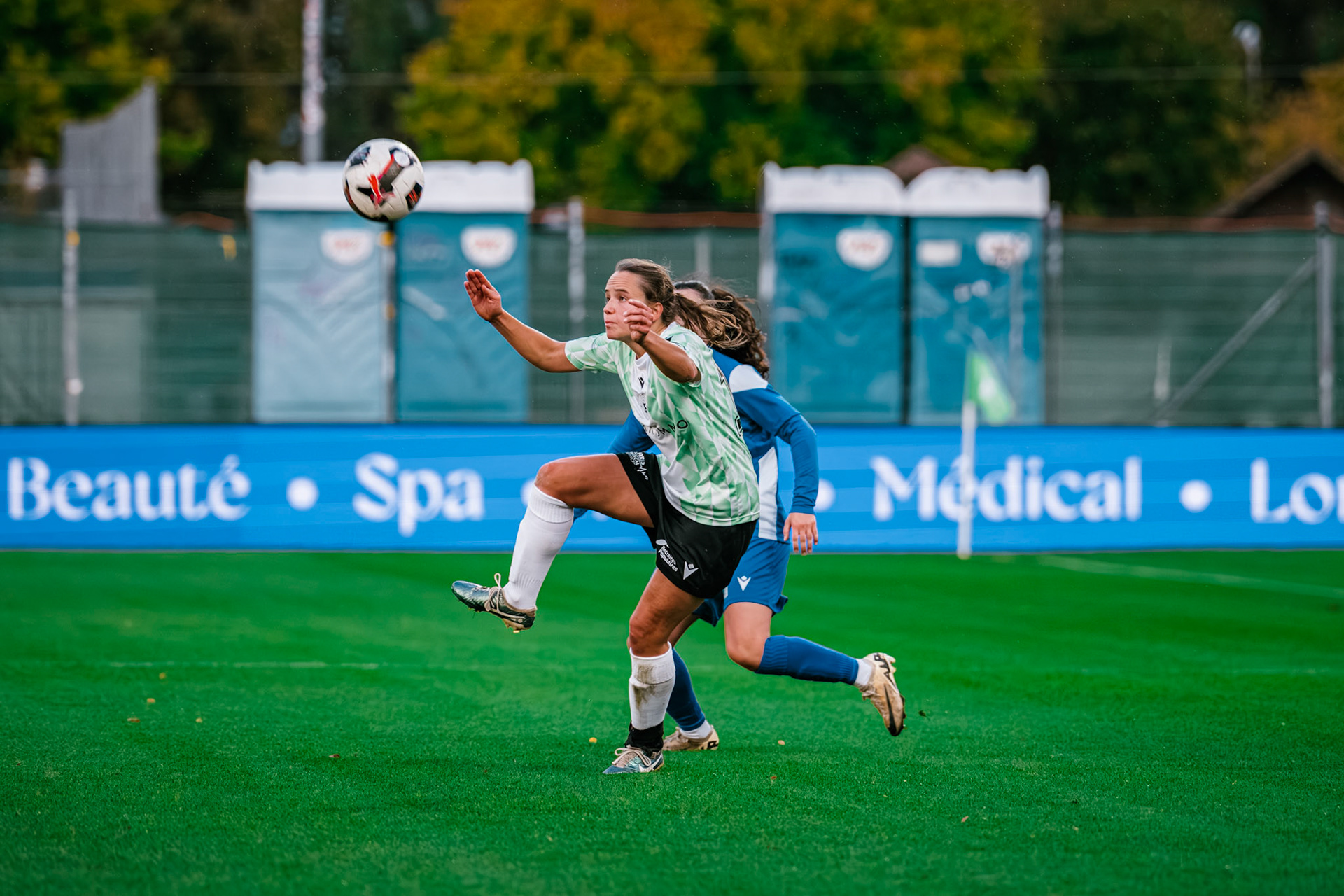 Match championnat LNB féminine opposant Yverdon Sport FC et FC Oerlikon/Polizei ZH 1 au Stade Municipal. (Christian António/LibsVisuals.com)