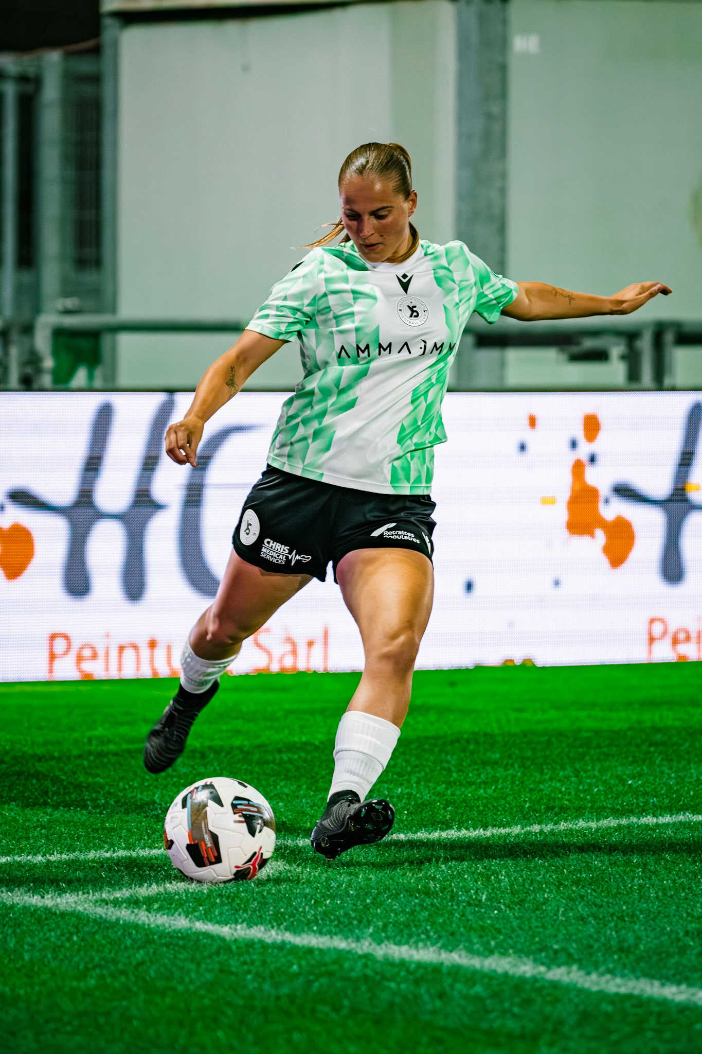 Match championnat LNB féminine opposant Yverdon Sport FC et FC Oerlikon/Polizei ZH 1 au Stade Municipal. (Christian António/LibsVisuals.com)