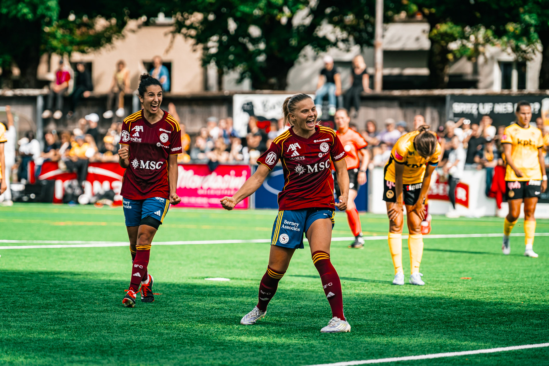 Match de l’AXA Women’s Super League opposant BSC YB Frauen et Servette FC Chênois Féminin au Spitalacker (Kunstrasenfeld), Bern. (Christian António/LibsVisuals.com)